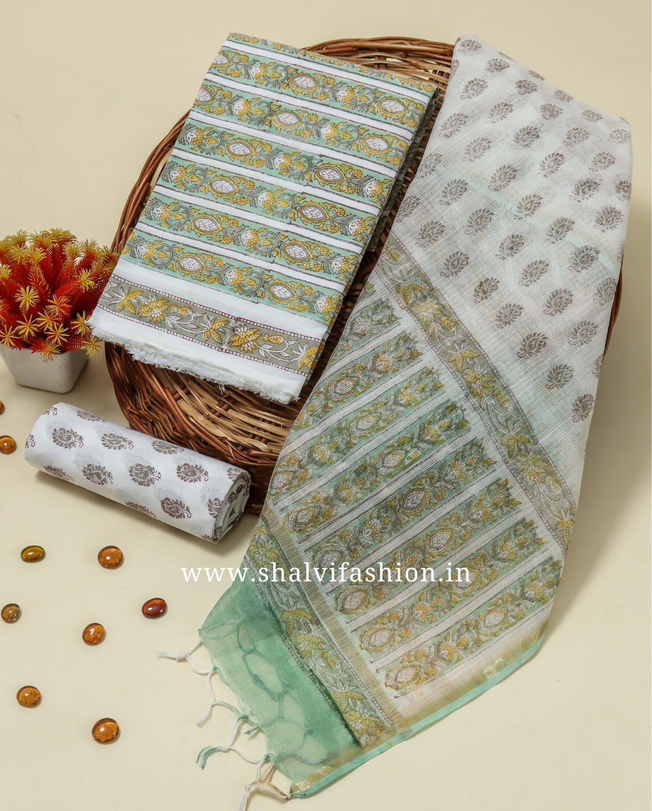 Shop unstitched cotton suits with kota dupatta in jaipur (3CKD132)