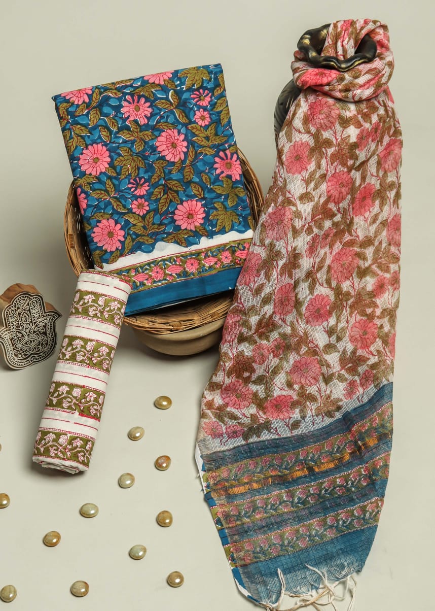 Shop hand block print cotton suits online (3CKD163)