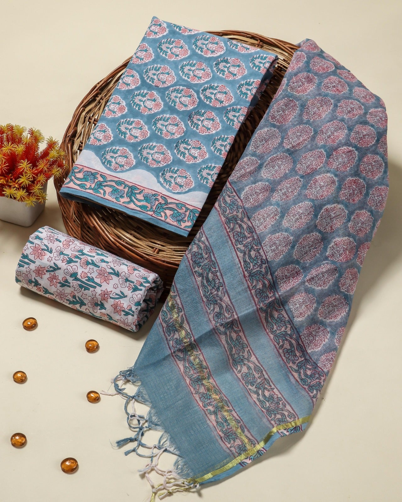 Shop kota doria dupatta cotton suits online