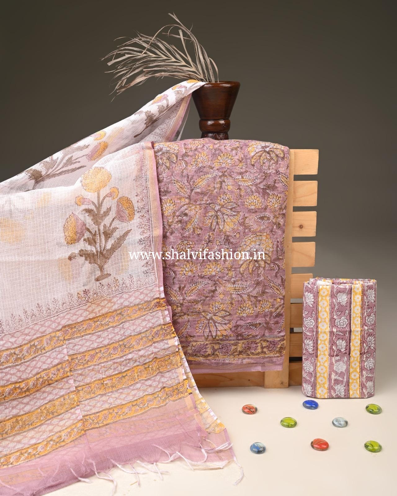 Shop unstitched block printed kota doria suits in jaipur (3KD321)