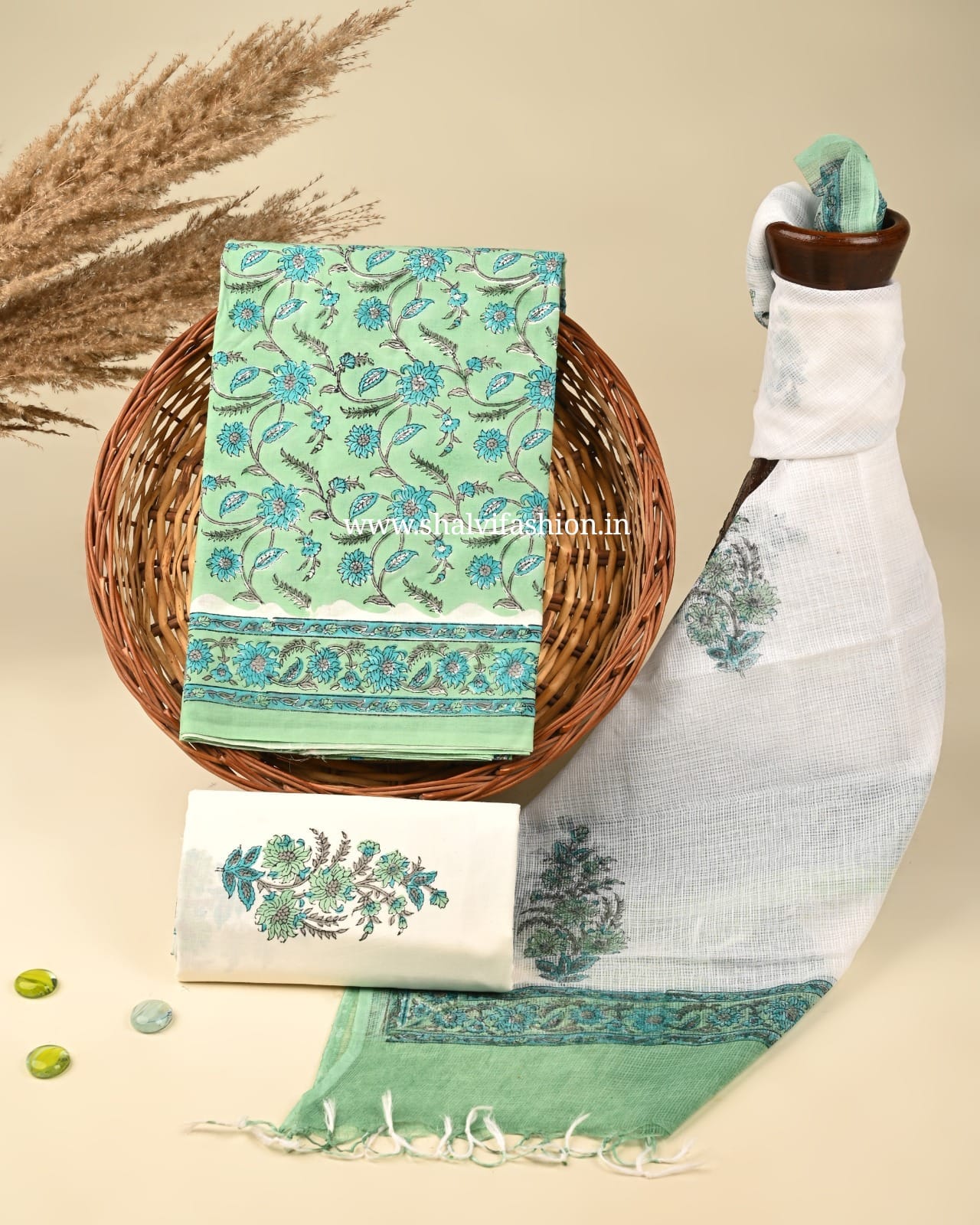 Shop block printed cotton suits online shopping (3CKD373)