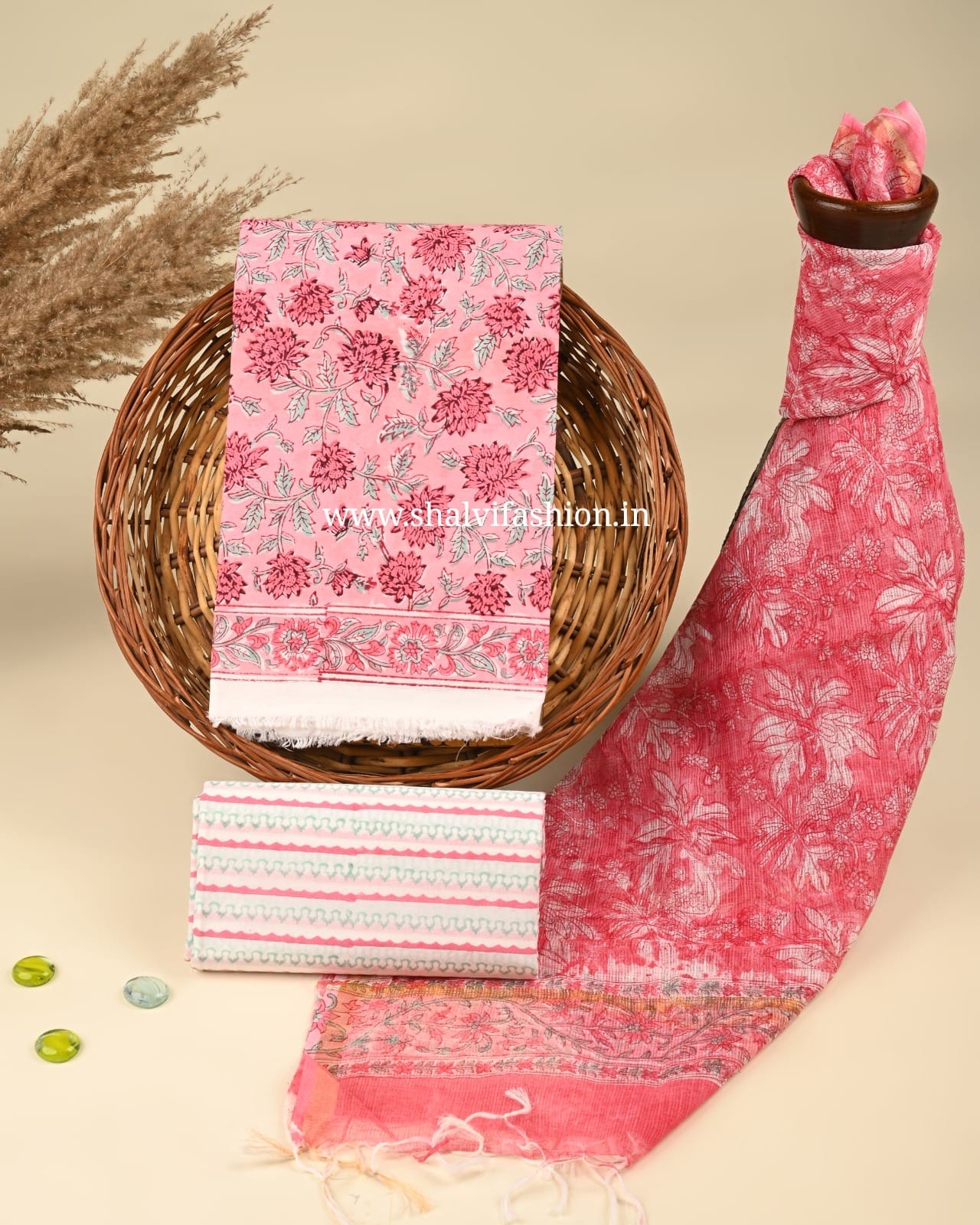 Shop hand block print cotton suits online shopping (3CKD409)