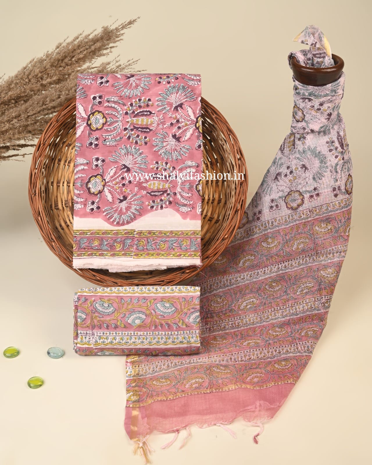 Shop block print kota dupatta cotton suits in jaipur (3CKD448)