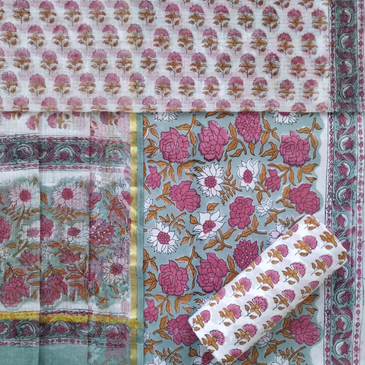 Shop traditioanal hand block print cotton suits online (3CKD725)