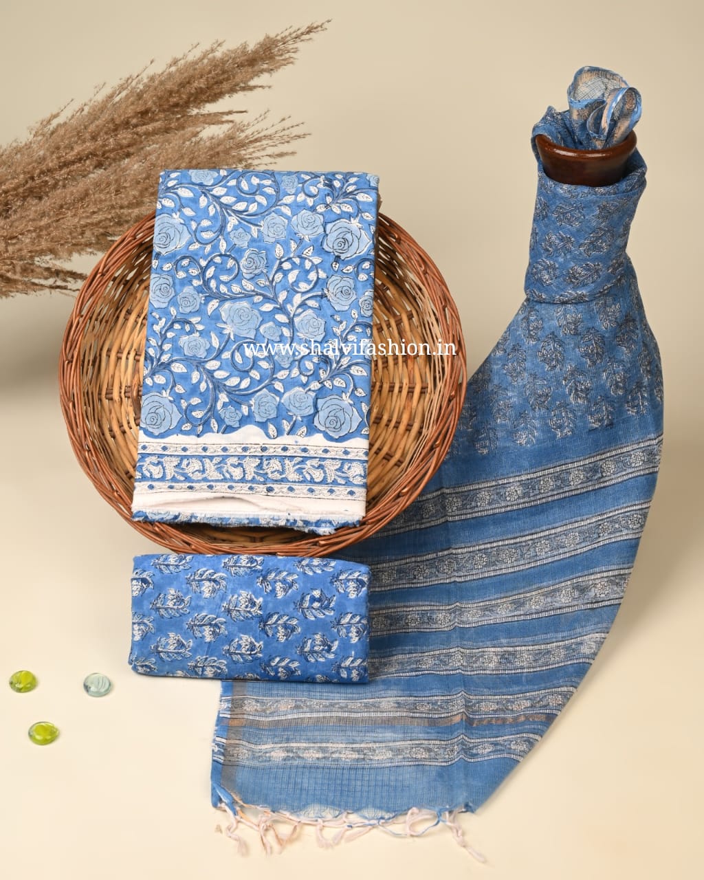 Shop block print kota dupatta cotton suits online shopping (3CKD757)