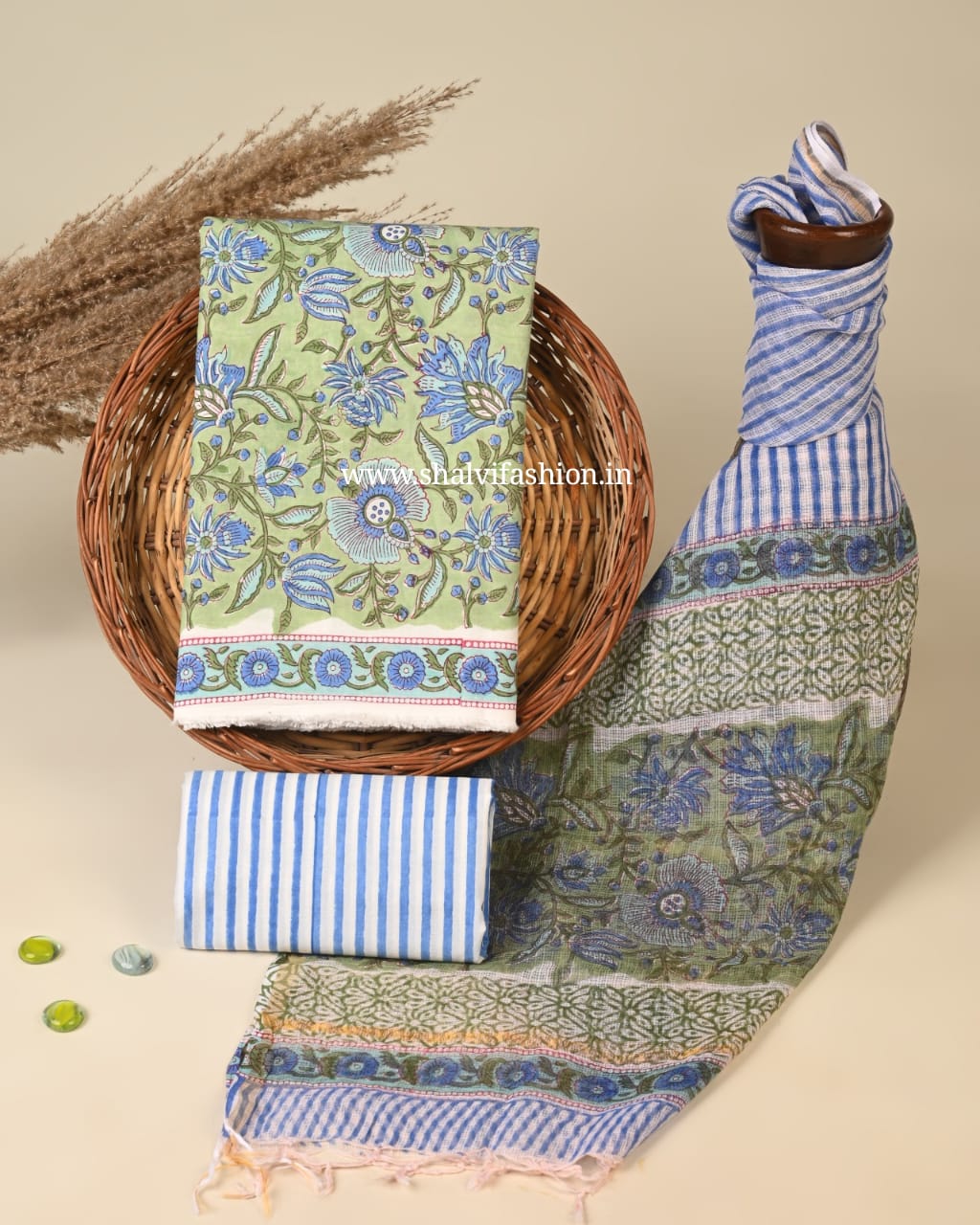Shop block print kota dupatta cotton suits online (3CKD766)