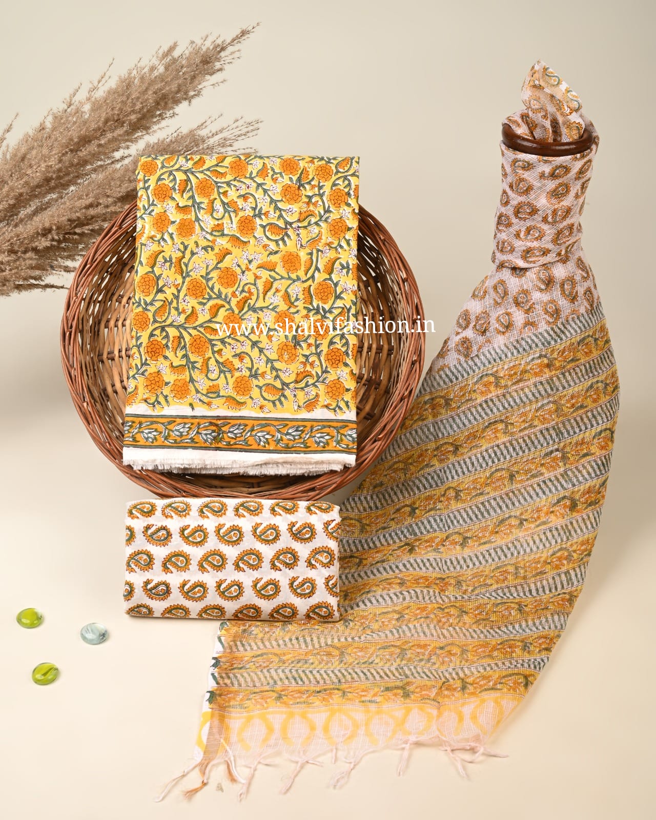 Shop block print kota dupatta cotton suits online shopping (3CKD783)