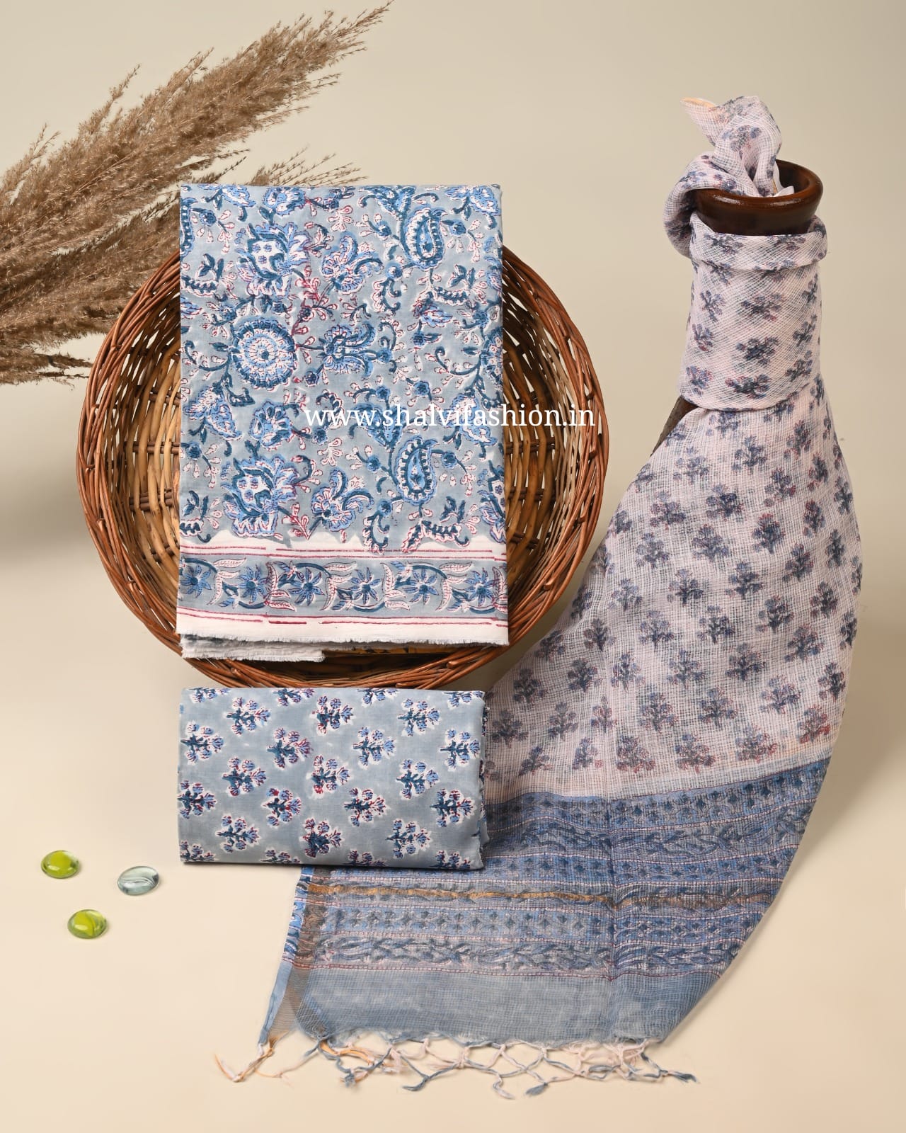 Shop block printed cotton suits online shopping (3CKD801)