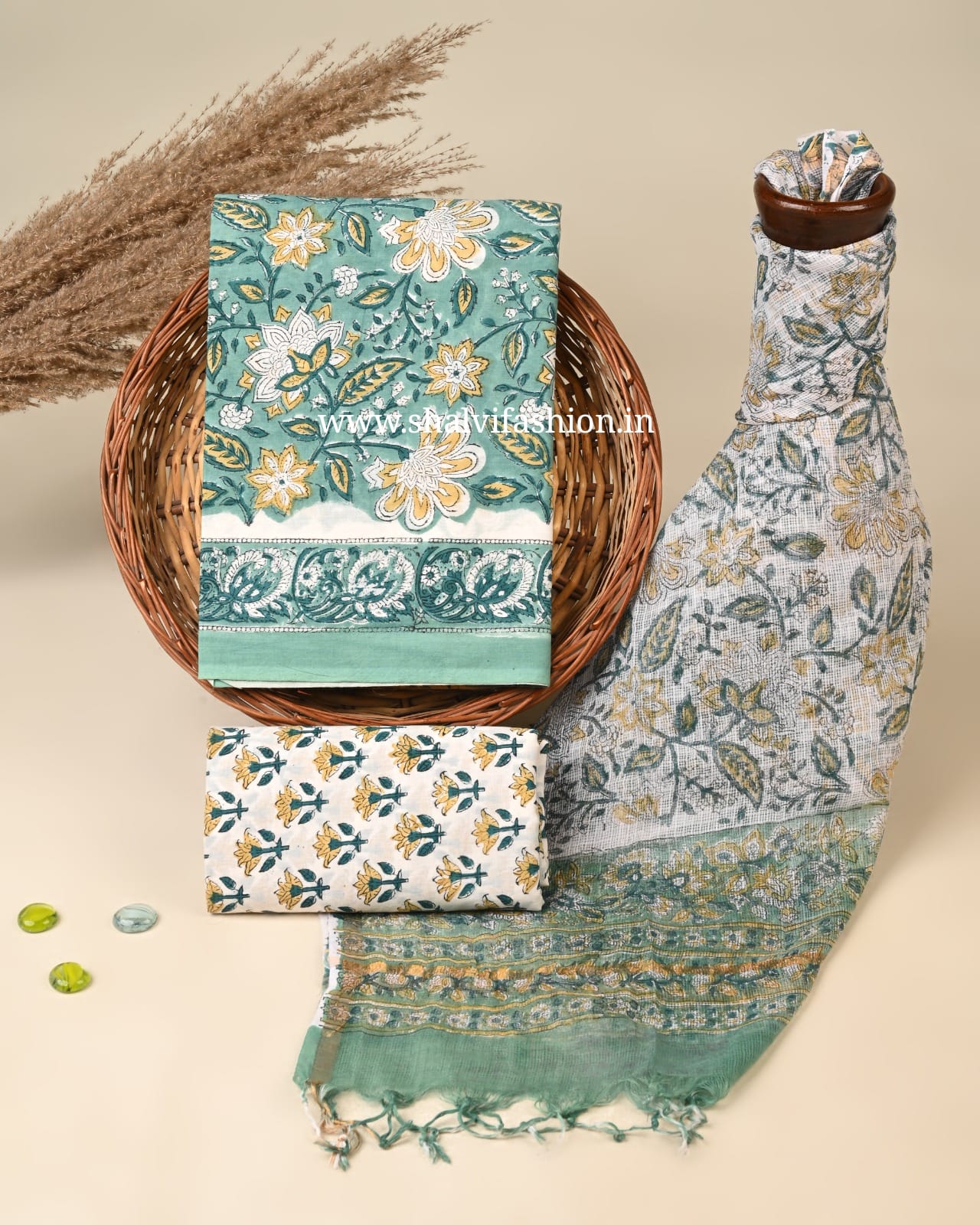 Shop hand block printed cotton suits online (3CKD811)