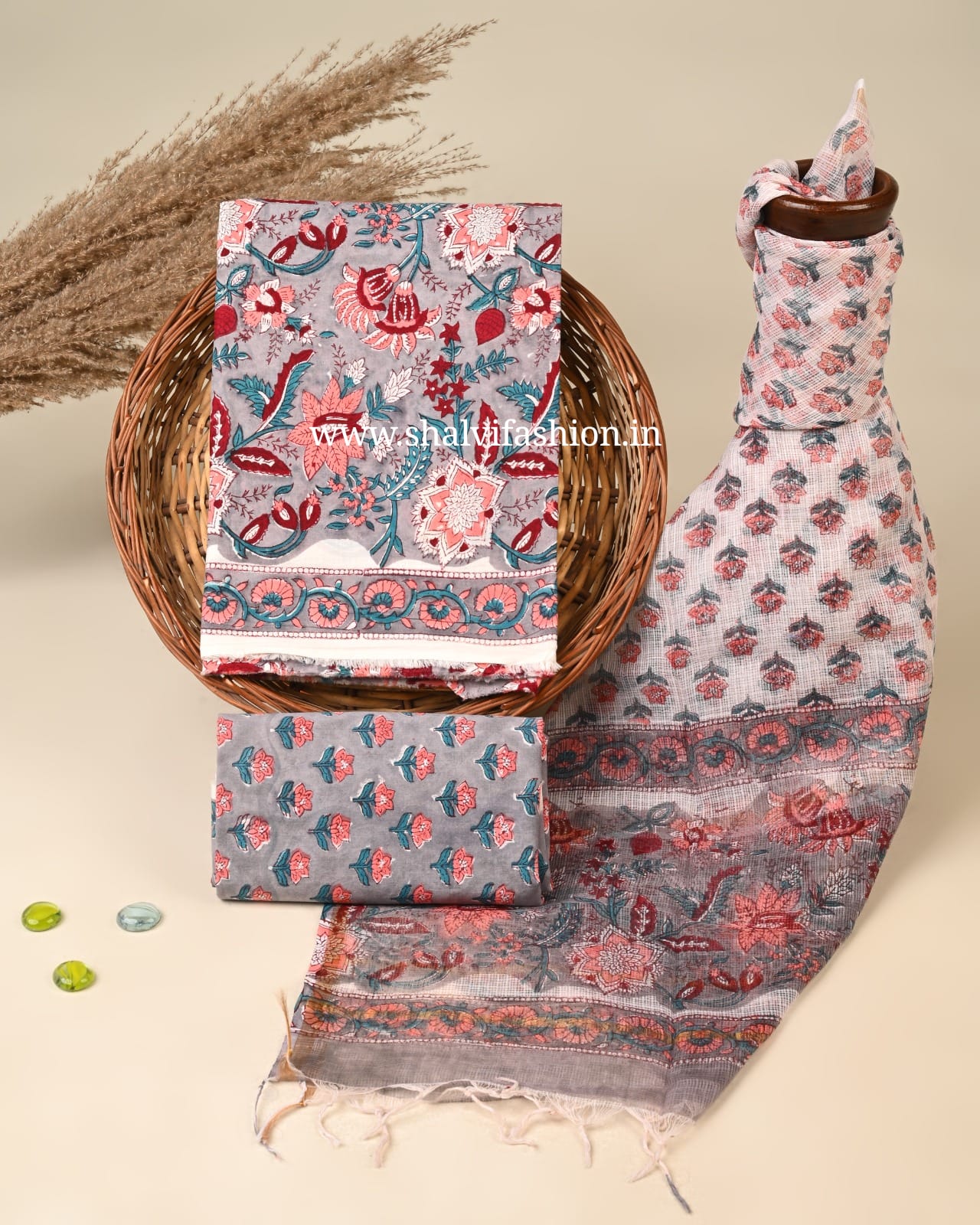 Shop hand block printed cotton suits online shopping (3CKD820)