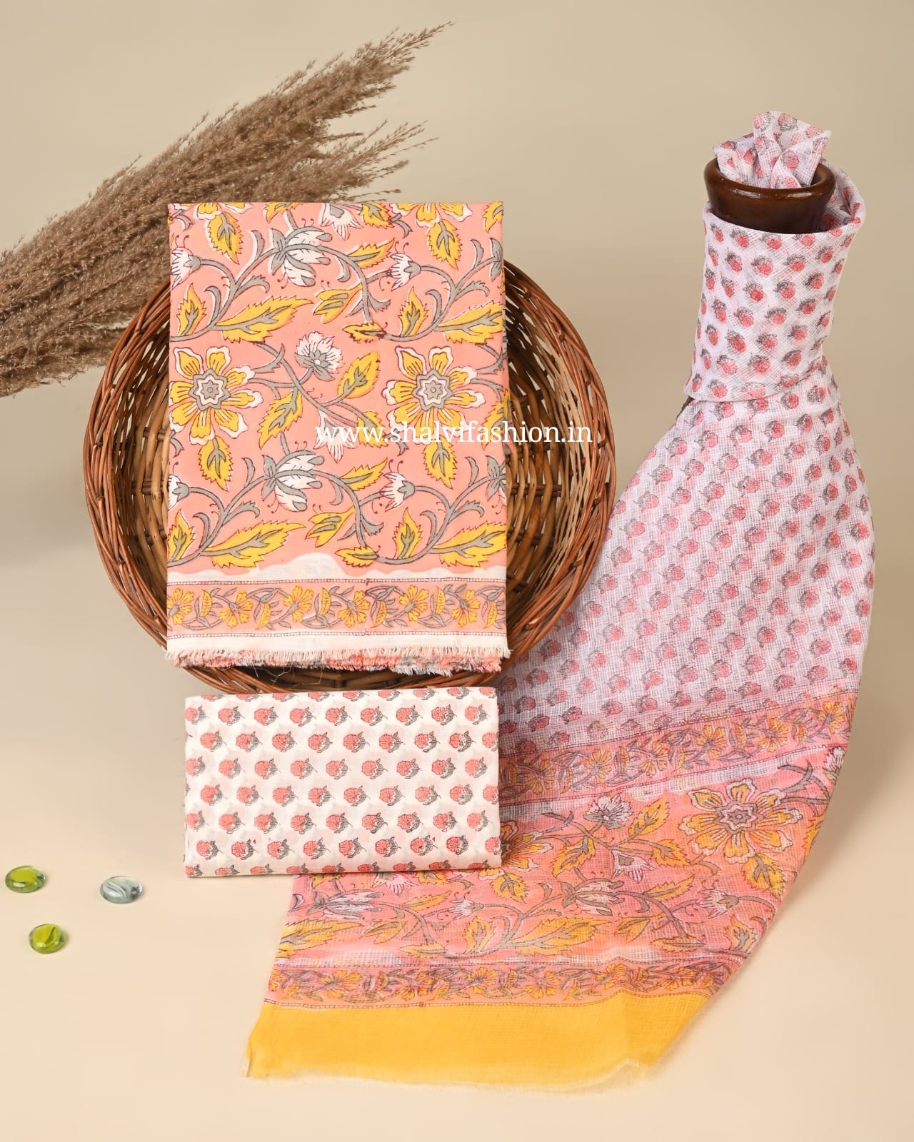 Shop block print cotton suits with kota dupatta in jaipur (3CKD855)
