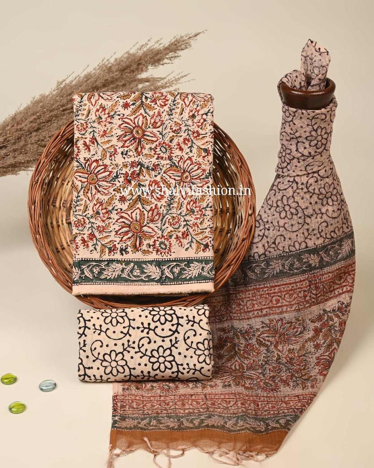 Shop jaipuri print cotton suits with kota dupatta online (3CKD885)