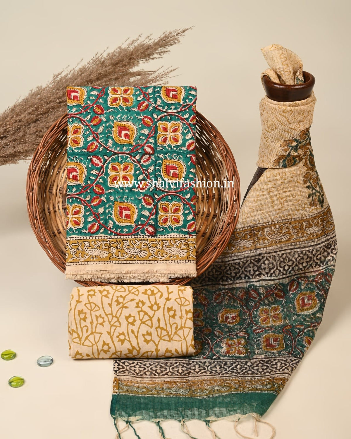 Shop hand block print cotton suits in jaipur (3CKD888)