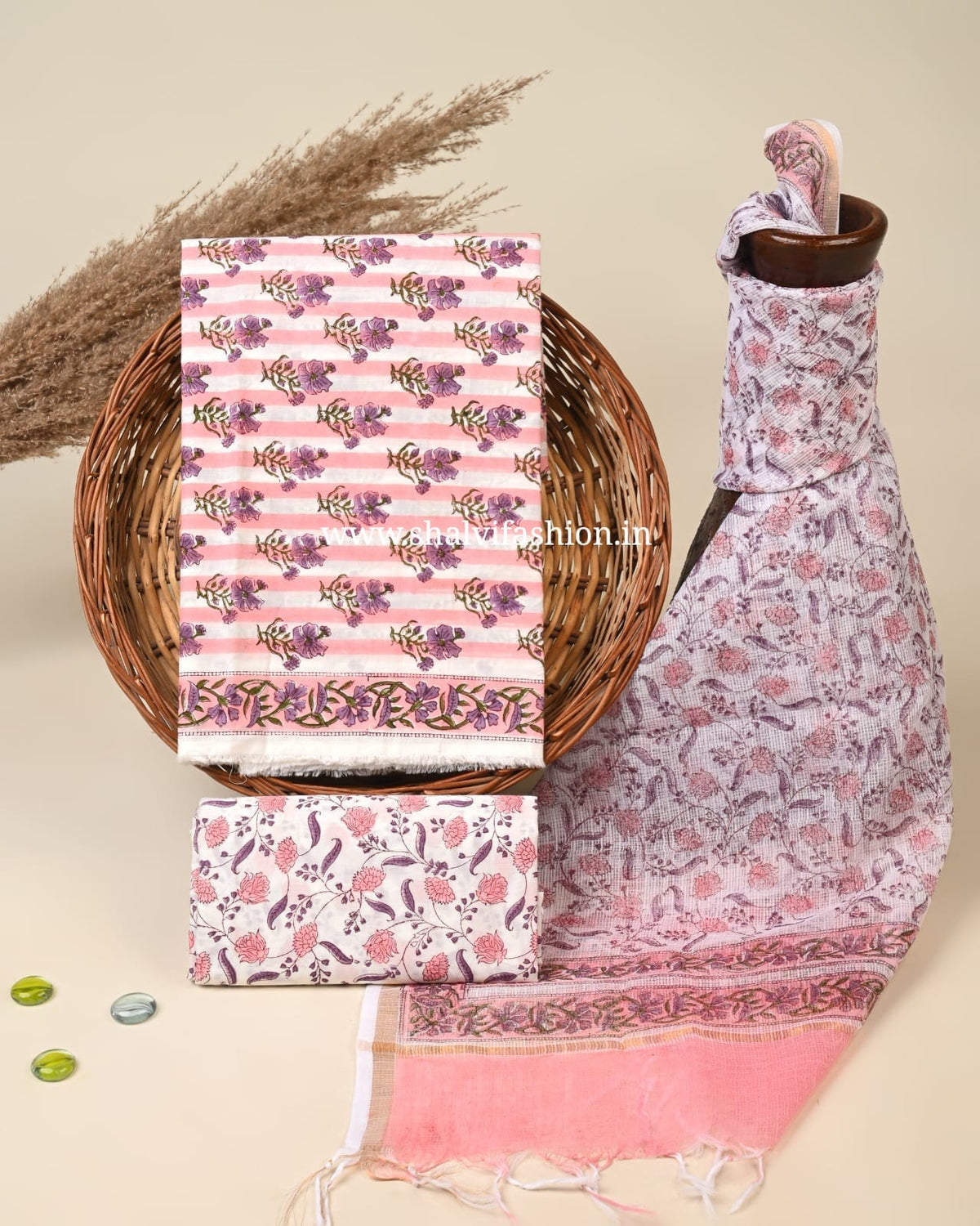 Shop block print kota dupatta cotton suits online (3CKD892)