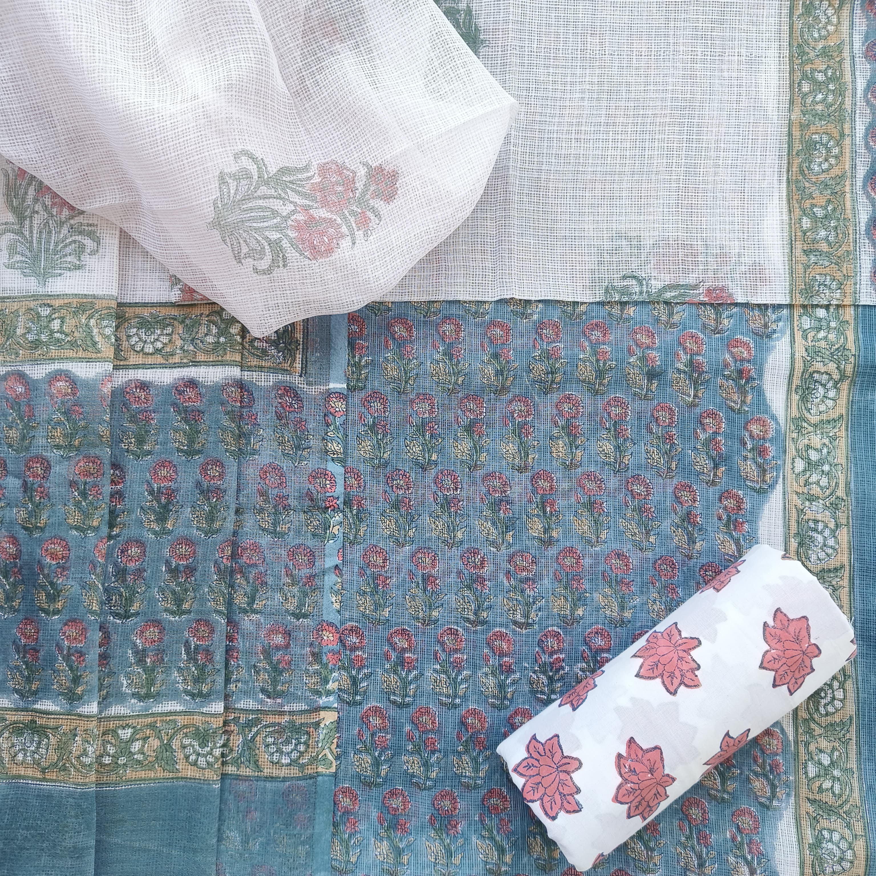 Premium Kota Doria Suits (3KD01) - ShalviFashion