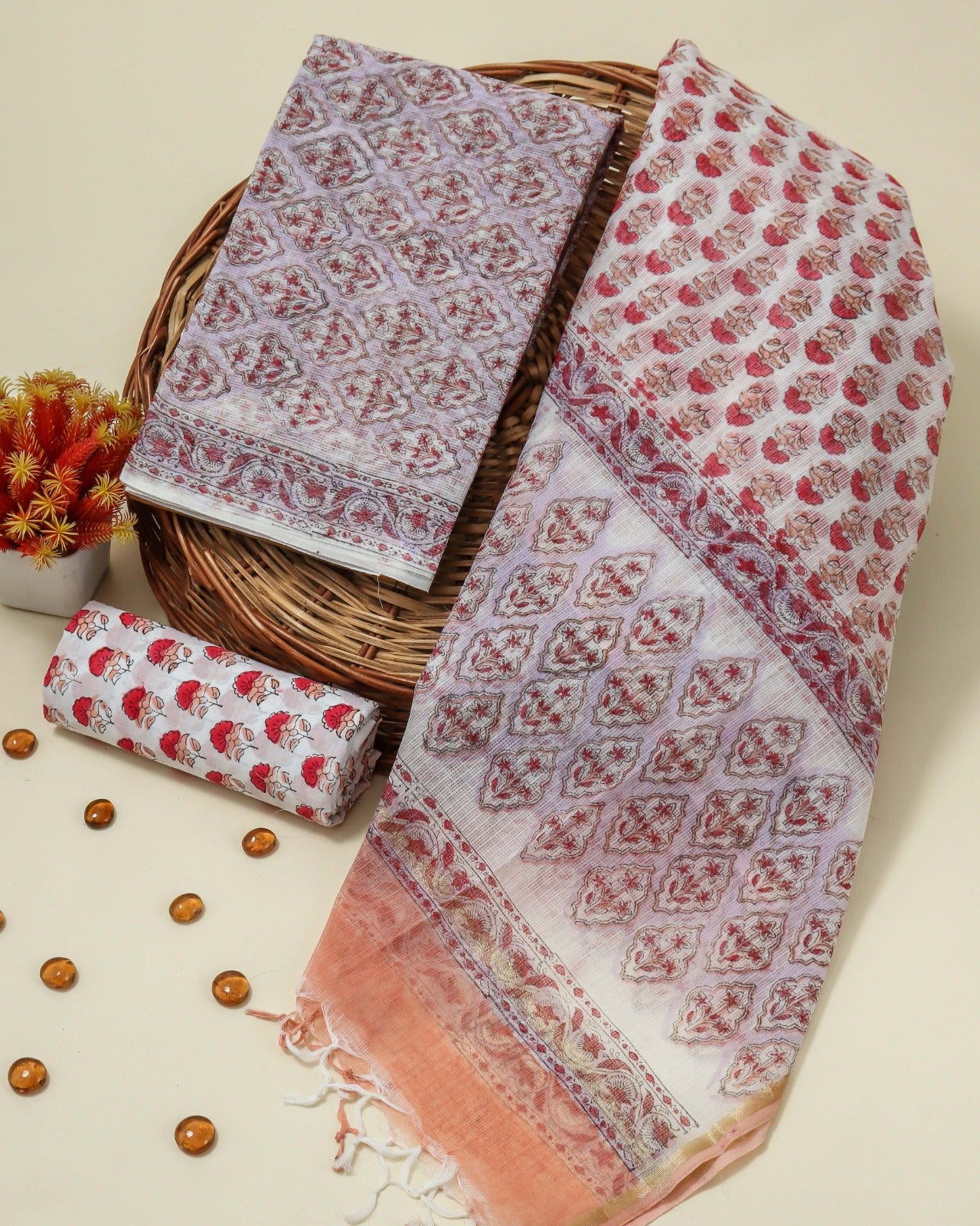 Shop unstitched block print kota doria suits (3KD101)