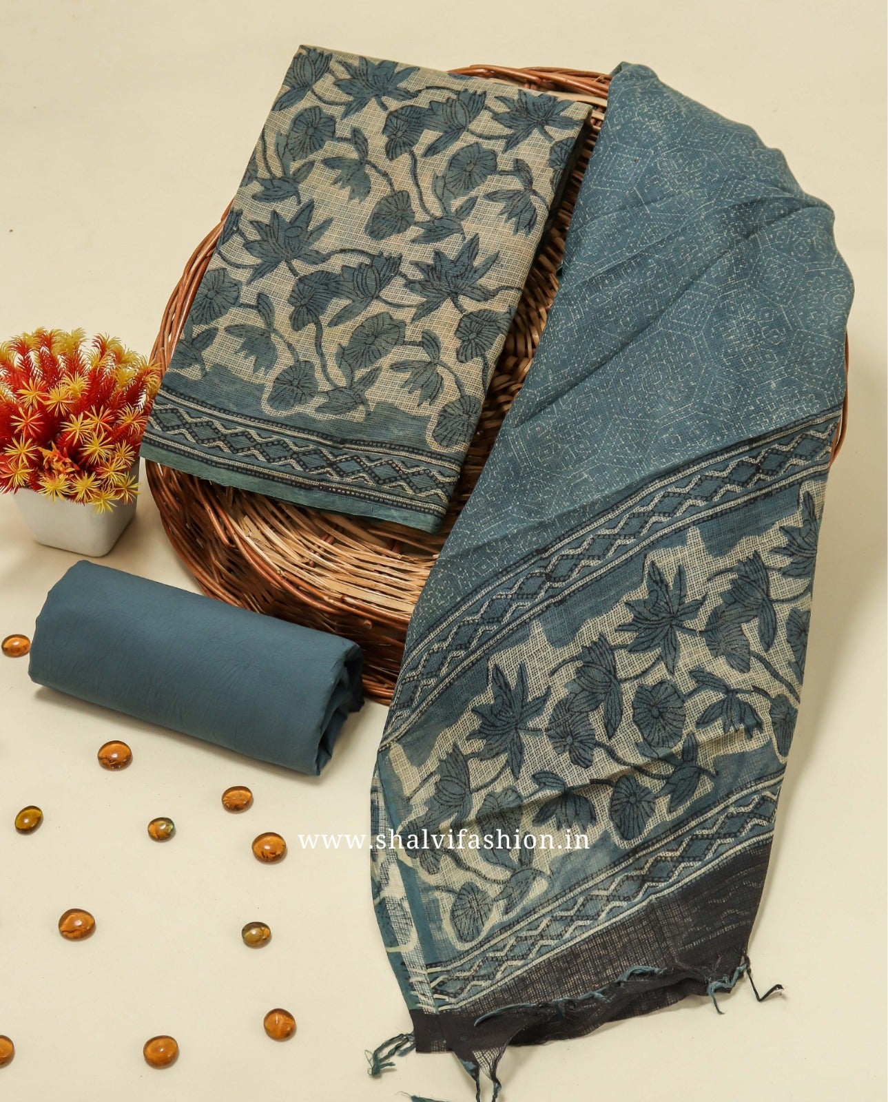 Designer Jaal Print Kota Doria Suit Set (3KD106)