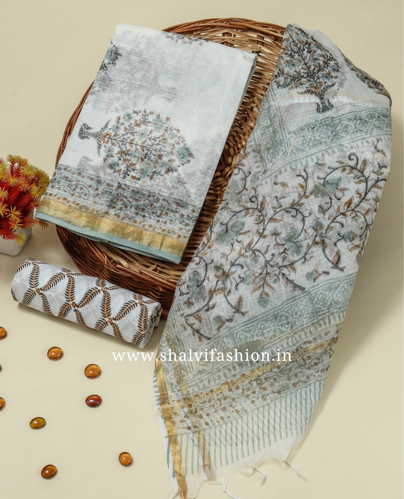 Shop hand block printed kota doria suits online (3KD117)