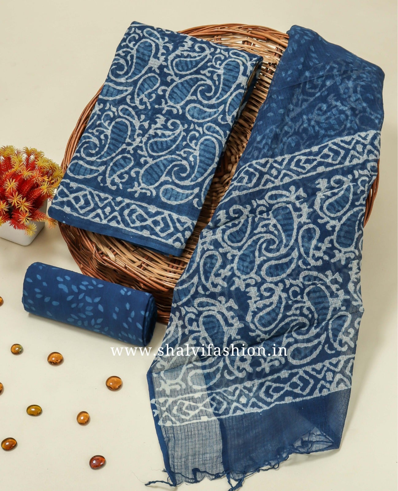 Shop hand block printed kota doria suits in jaipur (3KD119)