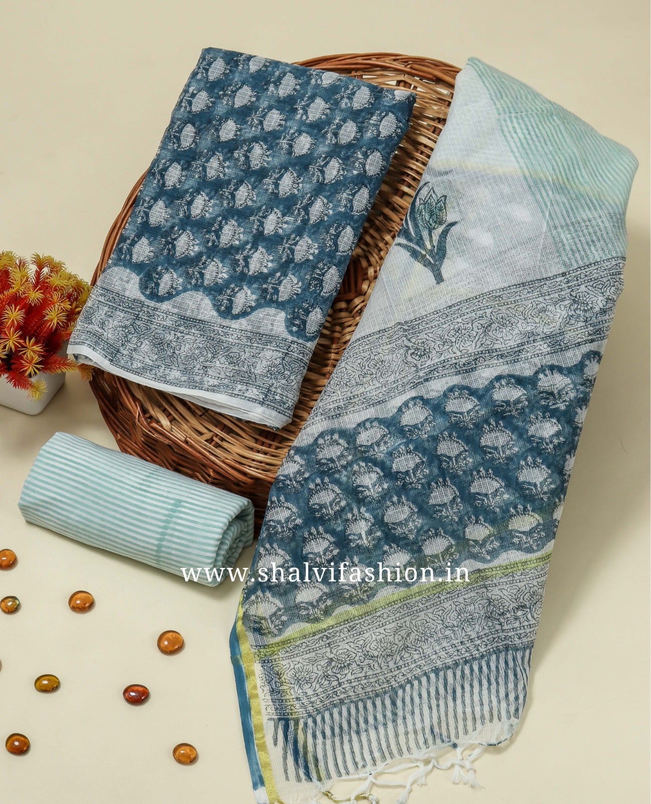 Shop hand block printed kota doria suits (3KD124)