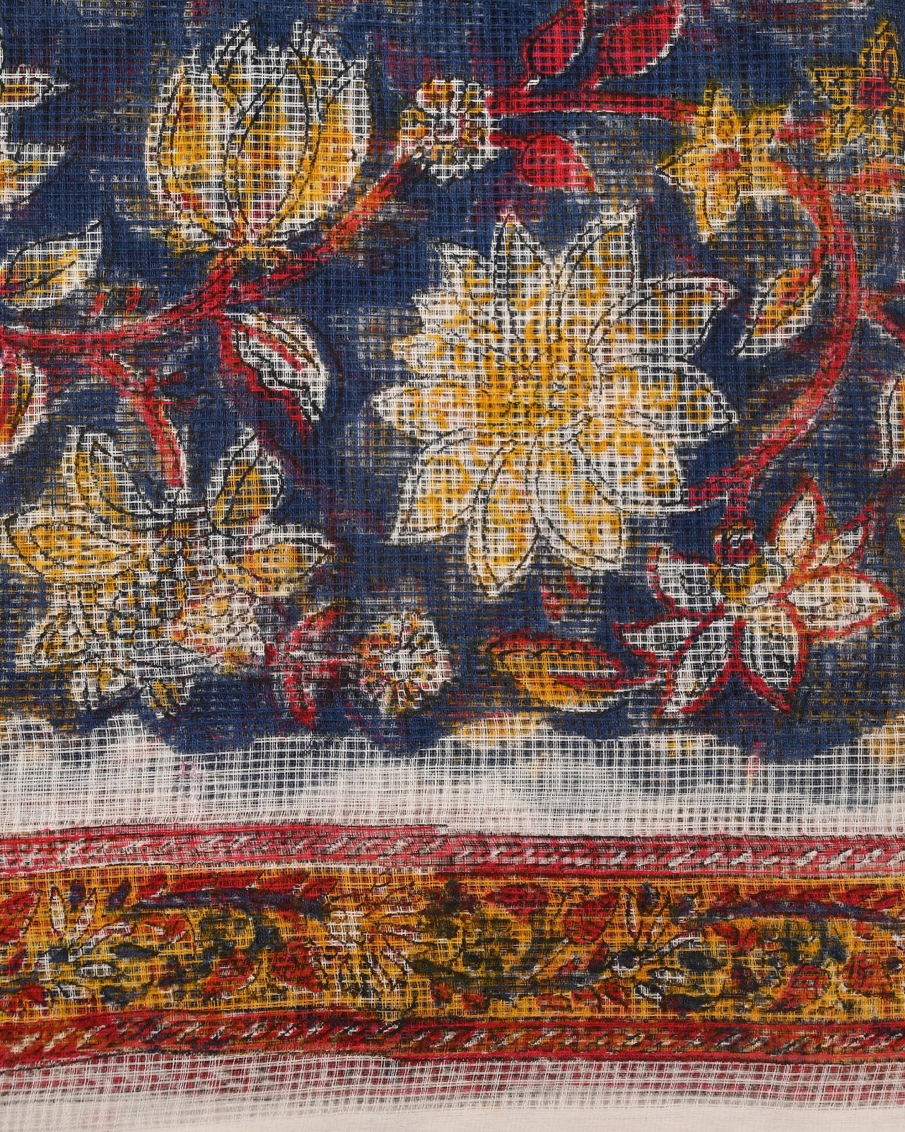 Blue Jaal Print Kota Doria Suit Set (3KD170)