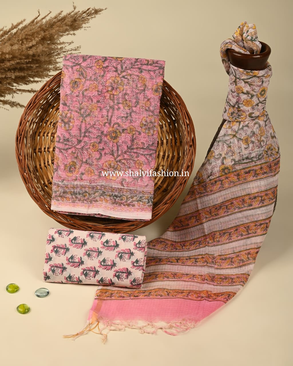 Shop block printed kota doria suits (3KD179)