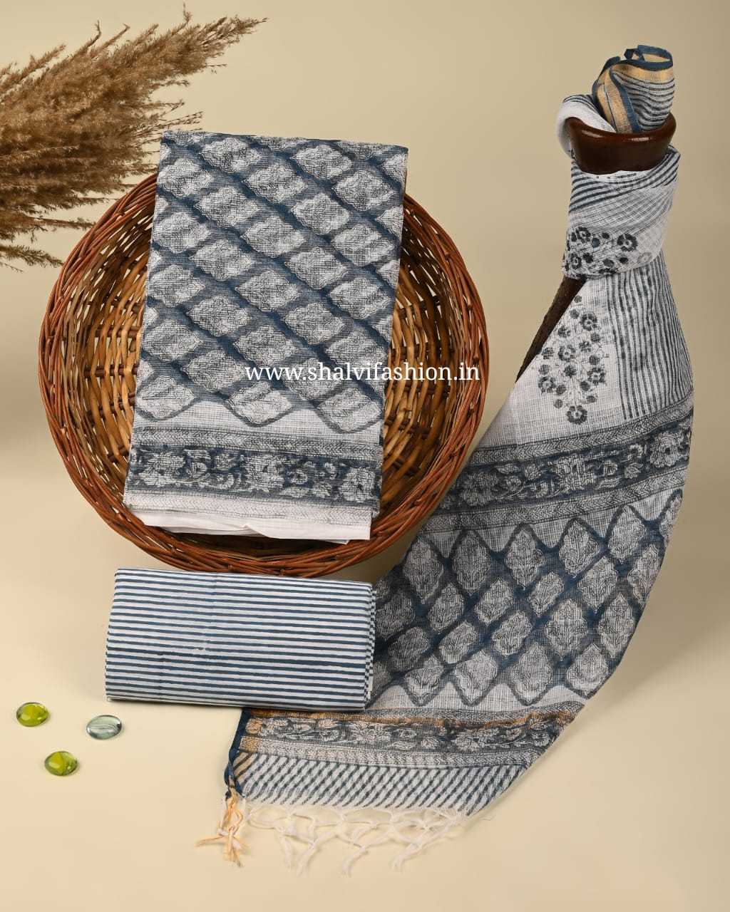 Shop unstitched block print kota suits (3KD182)