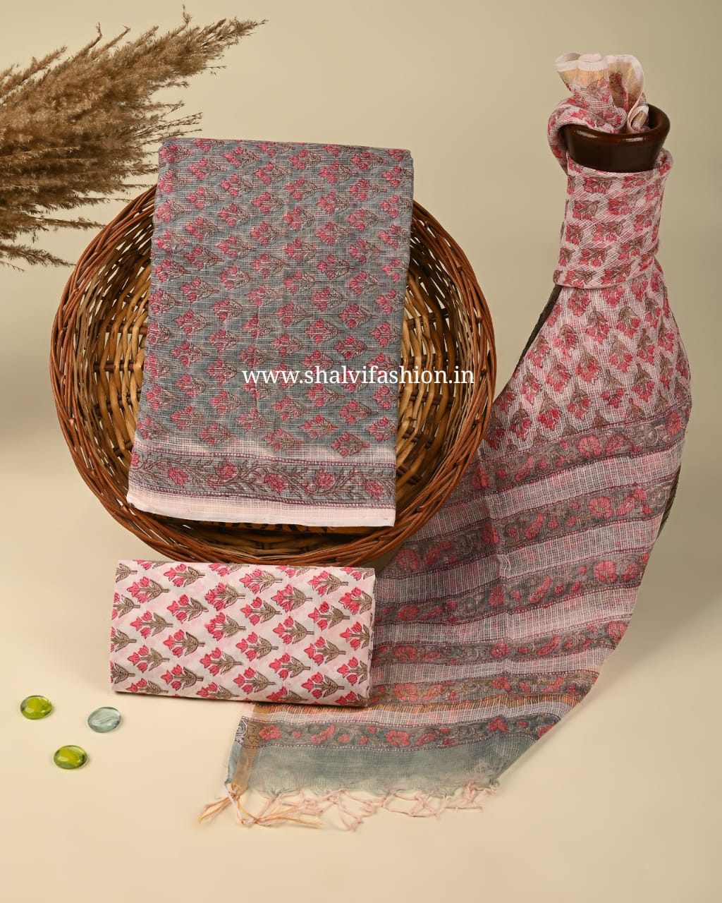 Shop jaipuri printed kota doria suits online (3KD188)