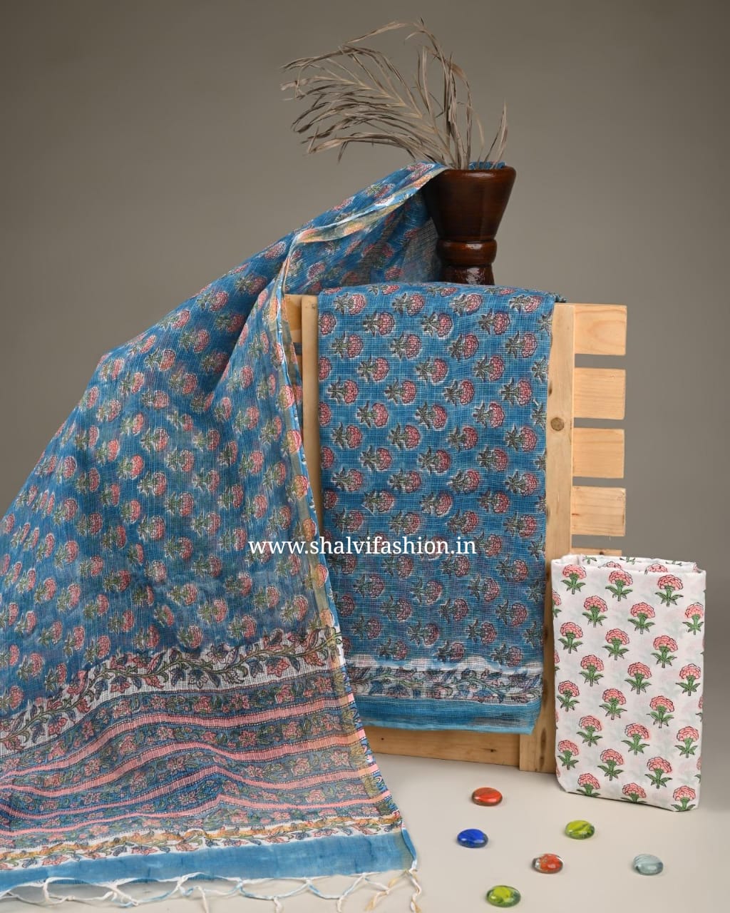 Shop unstitched block print kota doria suits (3KD195)