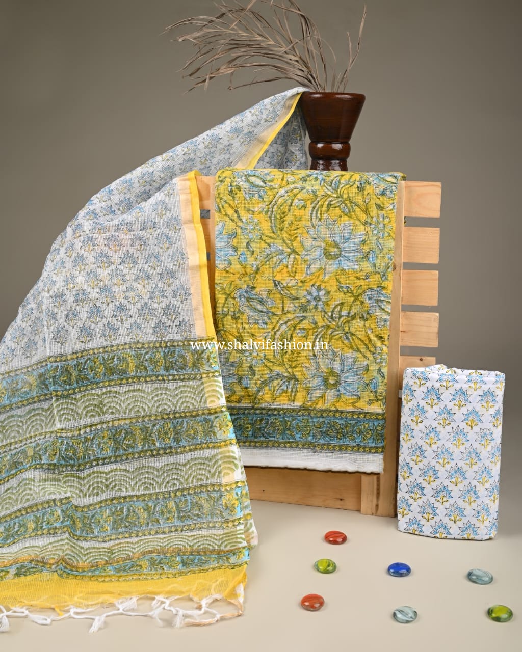 Shop block print kota doria suits (3KD217)