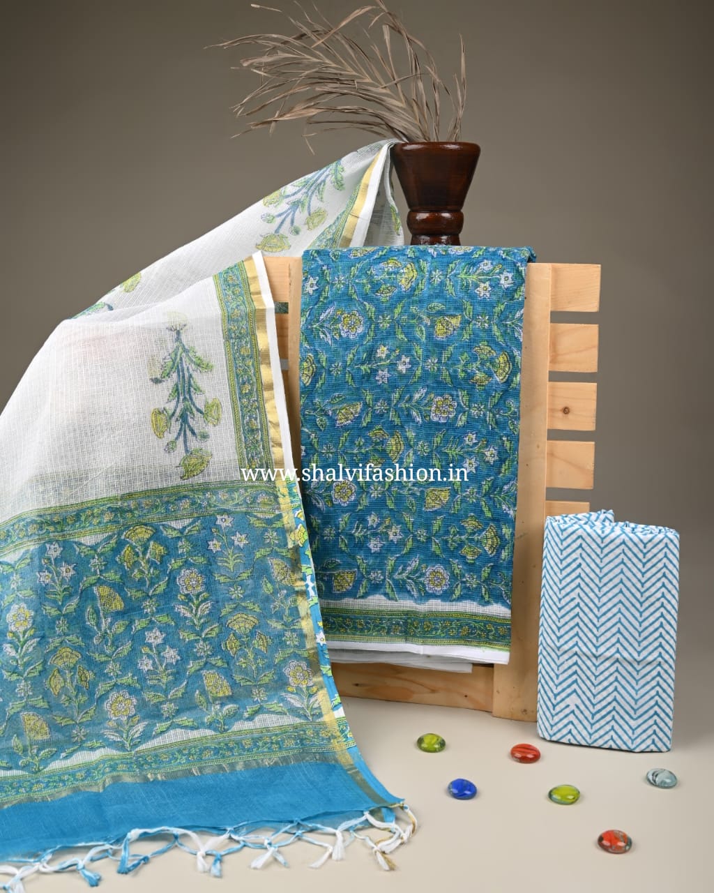 Shop unstitched block print kota doria suits (3KD227)