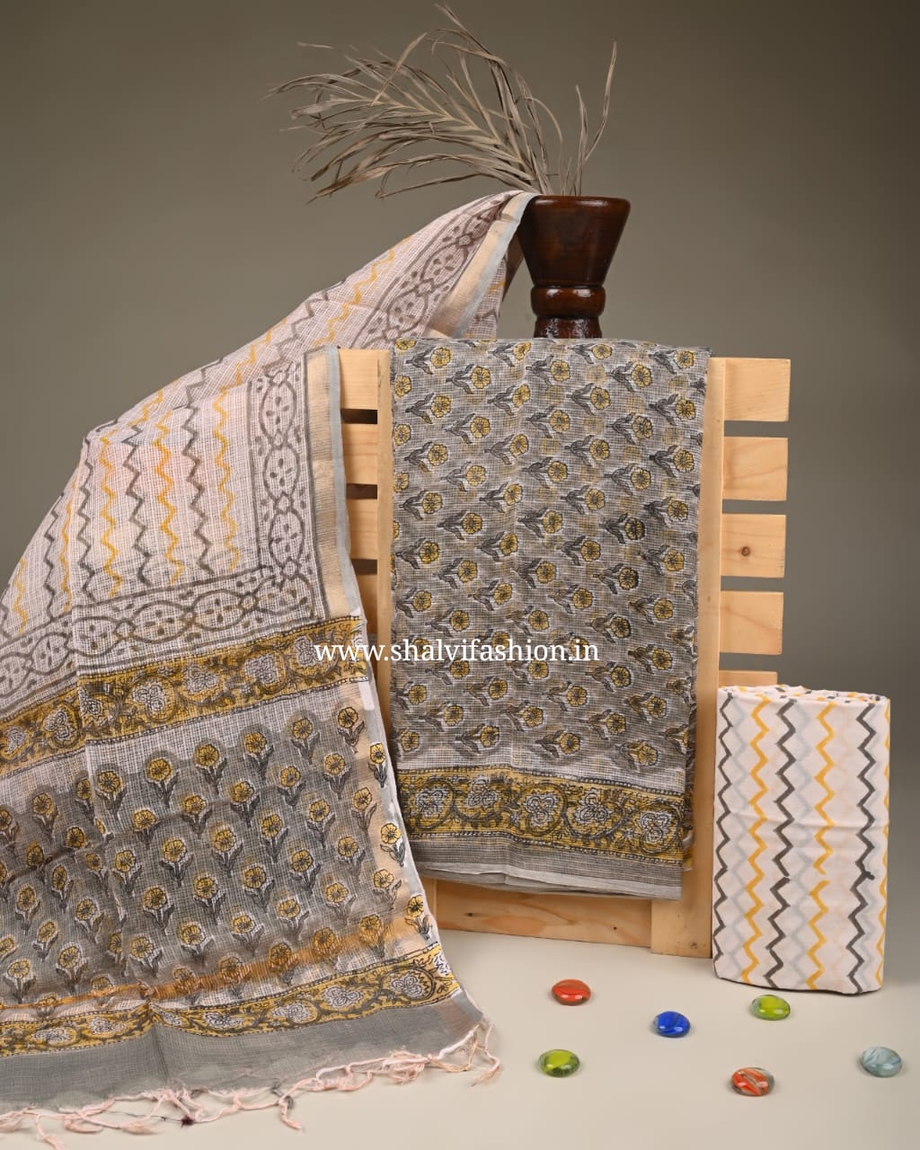 Shop block printed kota doria suits (3KD229)