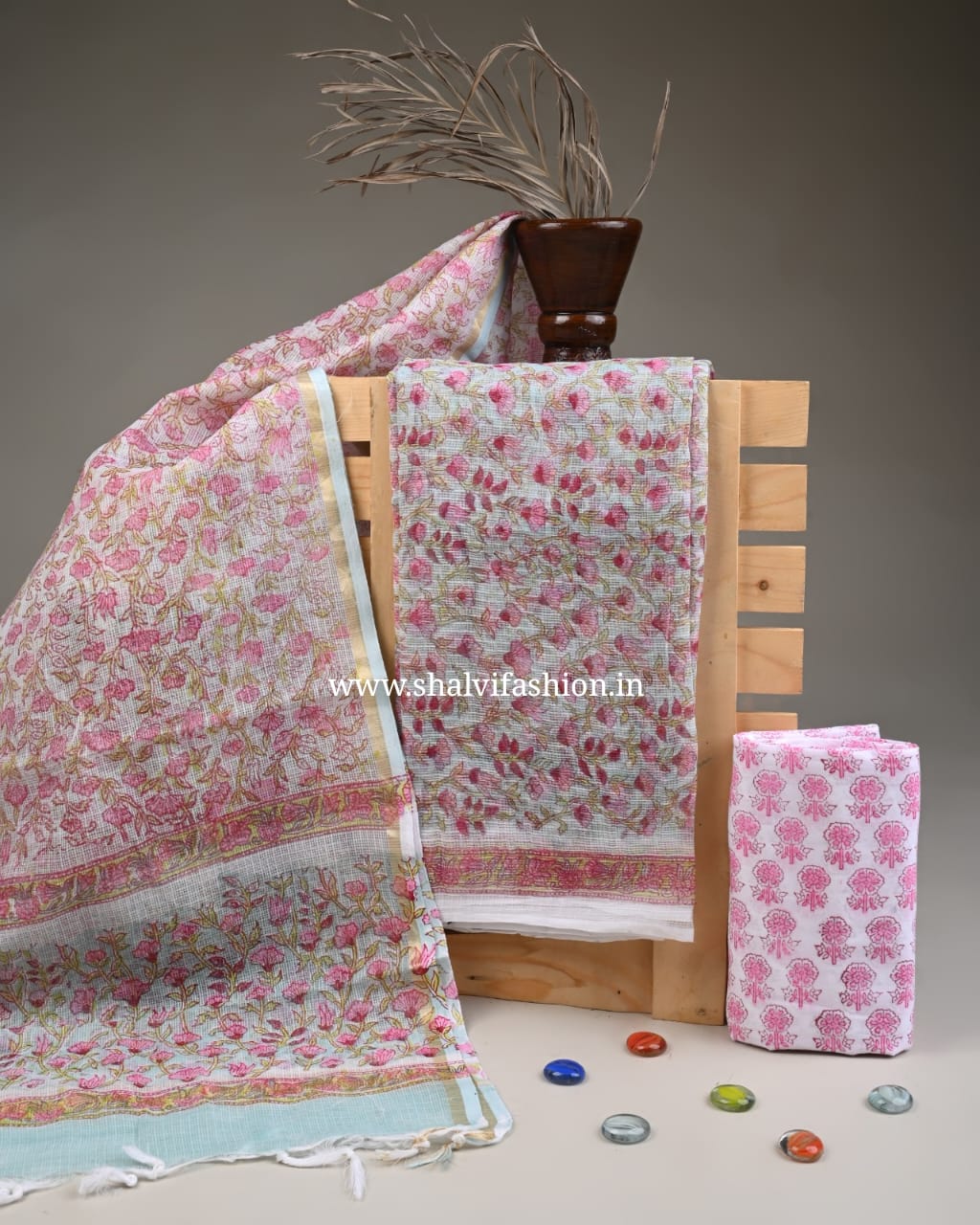 Shop hand block print kota doria suits (3KD237)