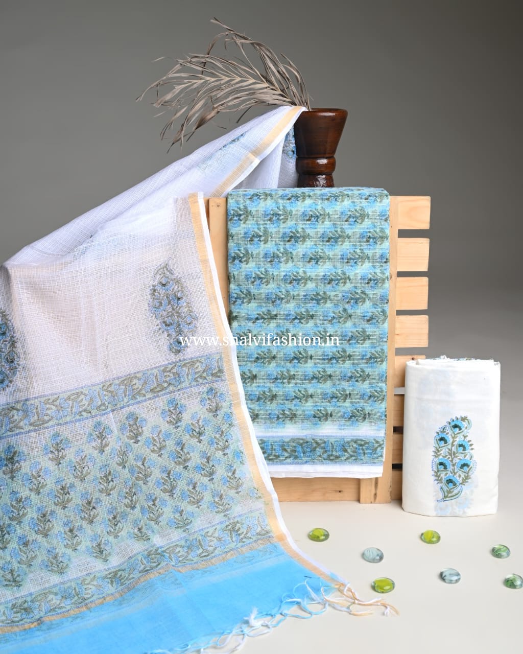 Shop hand block printed kota doria suits in jaipur (3KD280)