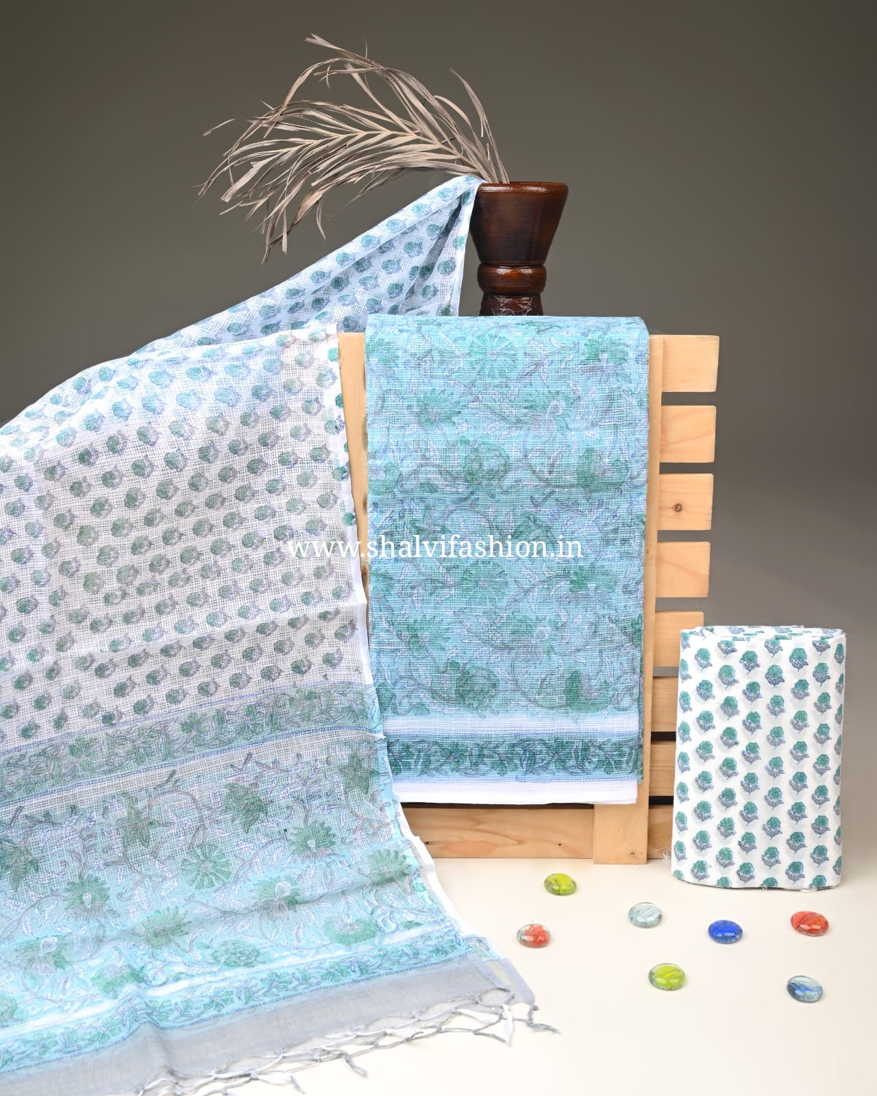 Shop hand block print kota doria suits (3KD286)