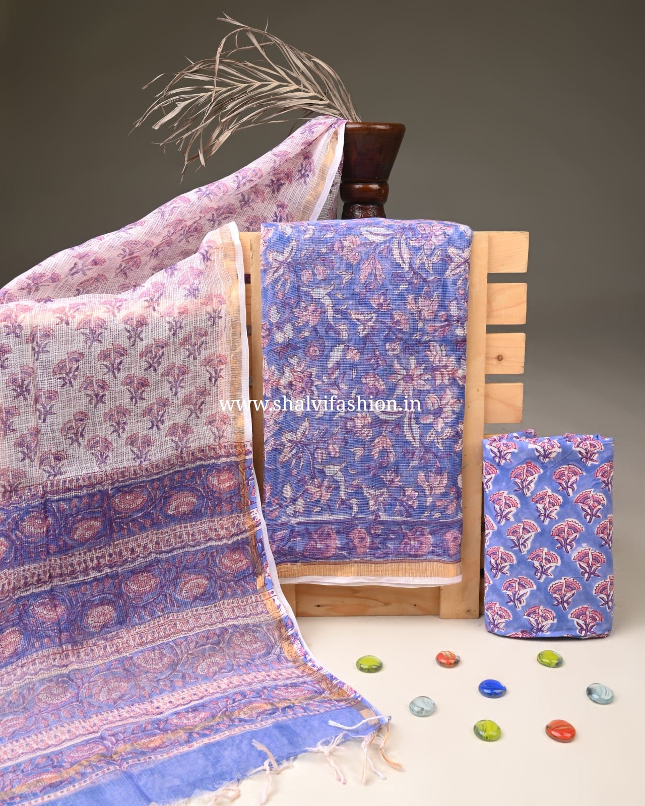Shop hand block print kota doria suits (3KD306)