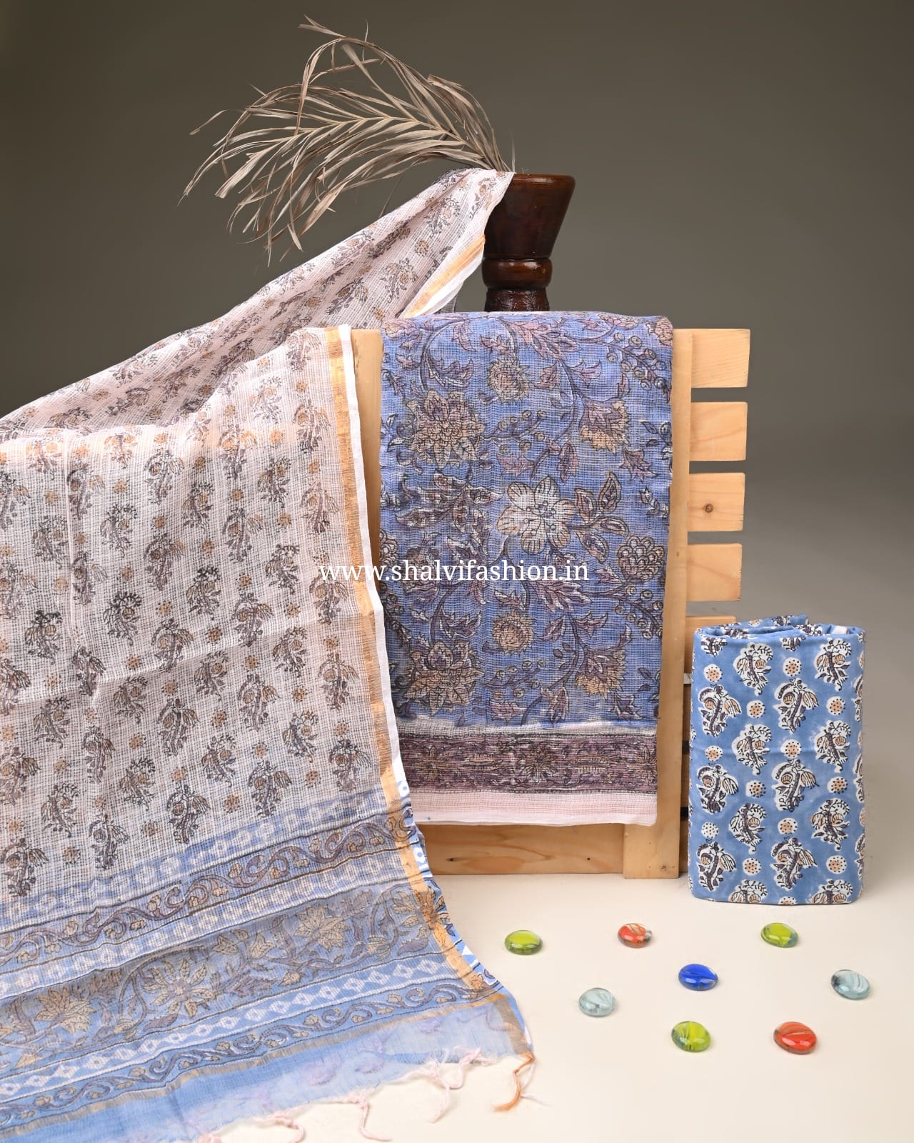 Shop hand block printed kota doria suits online (3KD309)