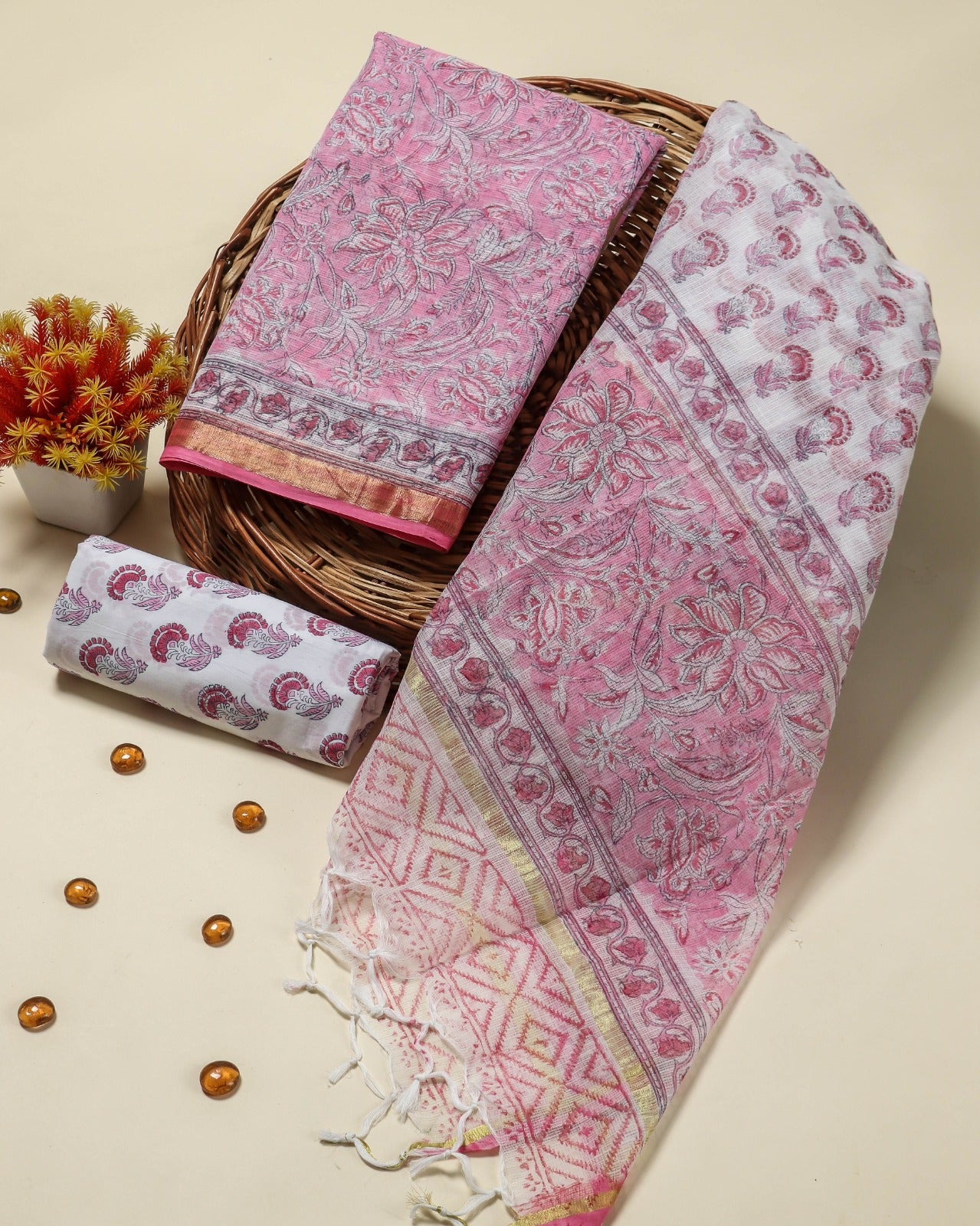 Shop hand block print kota doria suit sets (3KD31)