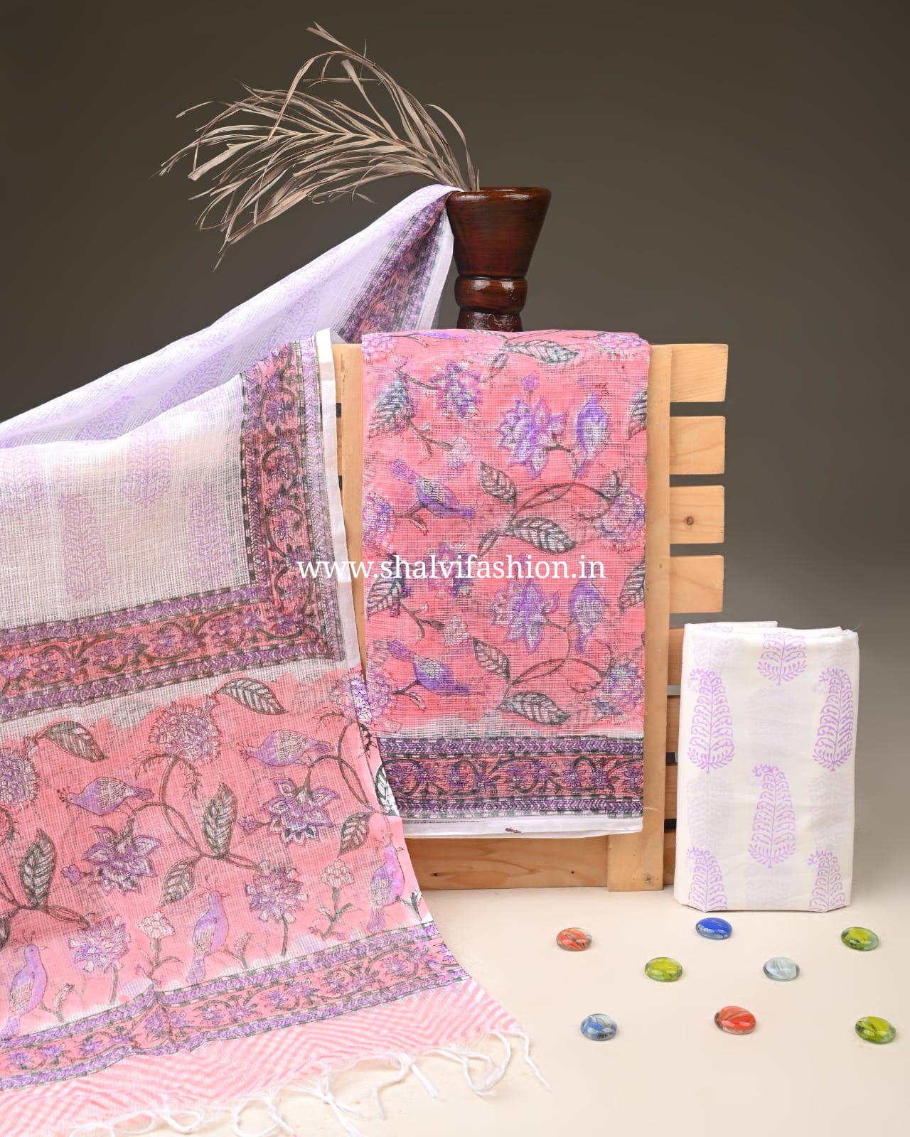 Shop hand block print kota doria suits (3KD319)