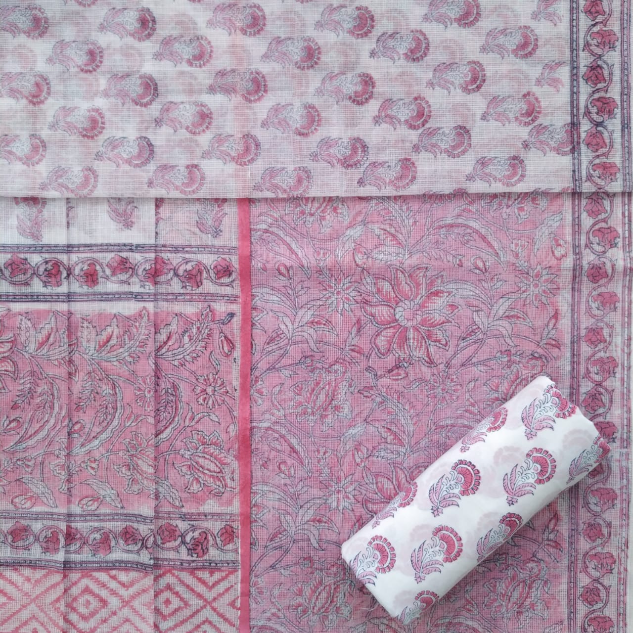 Shop hand block print kota doria suit sets (3KD31)