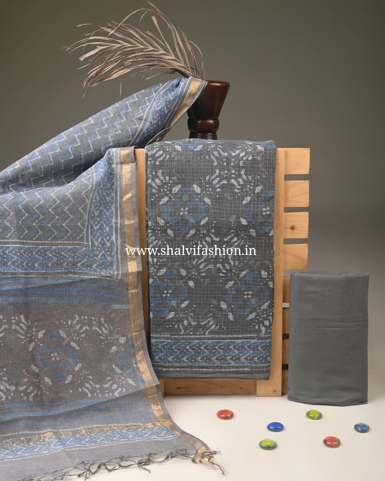 Shop block printed kota doria suits (3KD368)