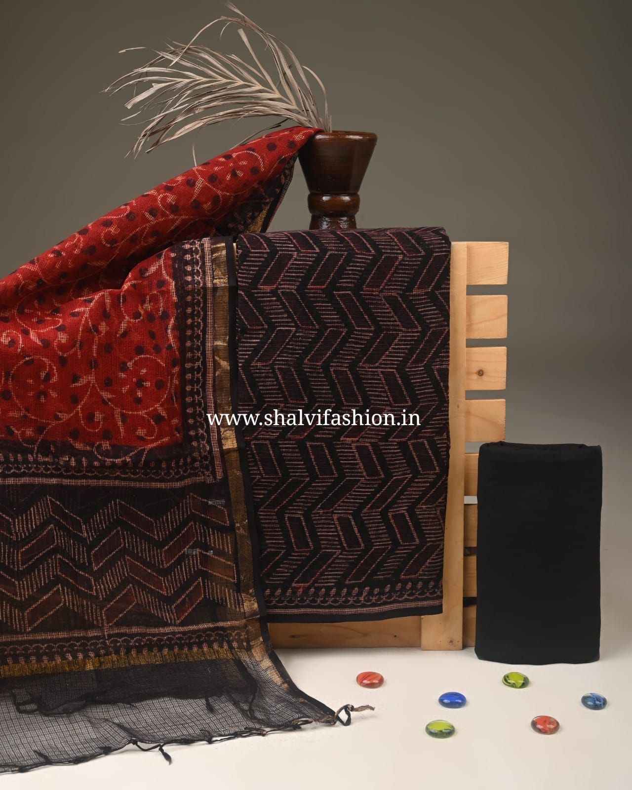 Shop hand block print kota doria suits online shopping (3KD369)