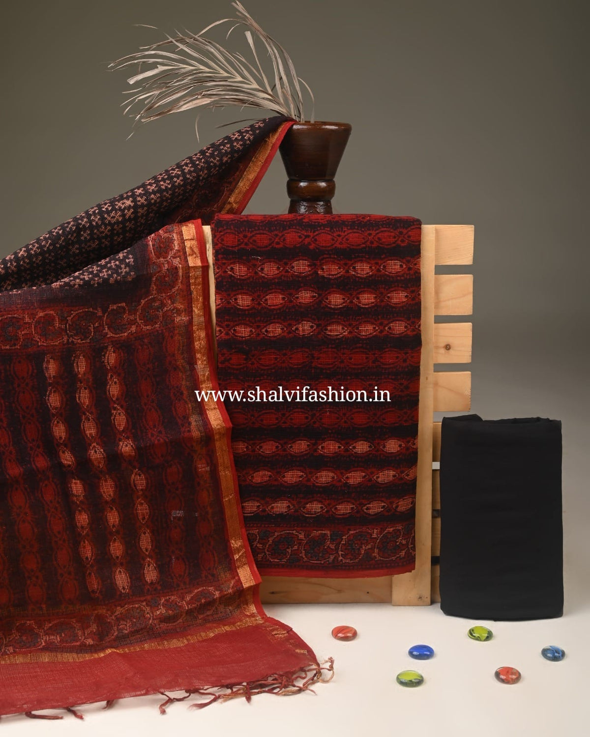 Shop ajrak print kota doria suits online shopping (3KD374)