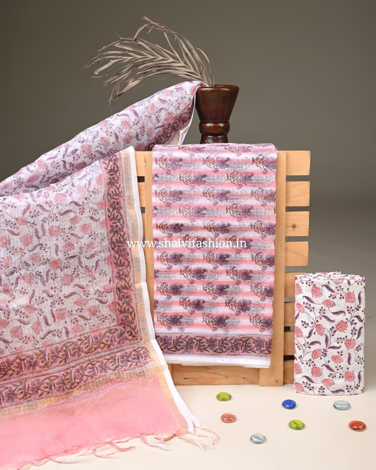 Shop unstitched block print kota doria suits online (3KD379)