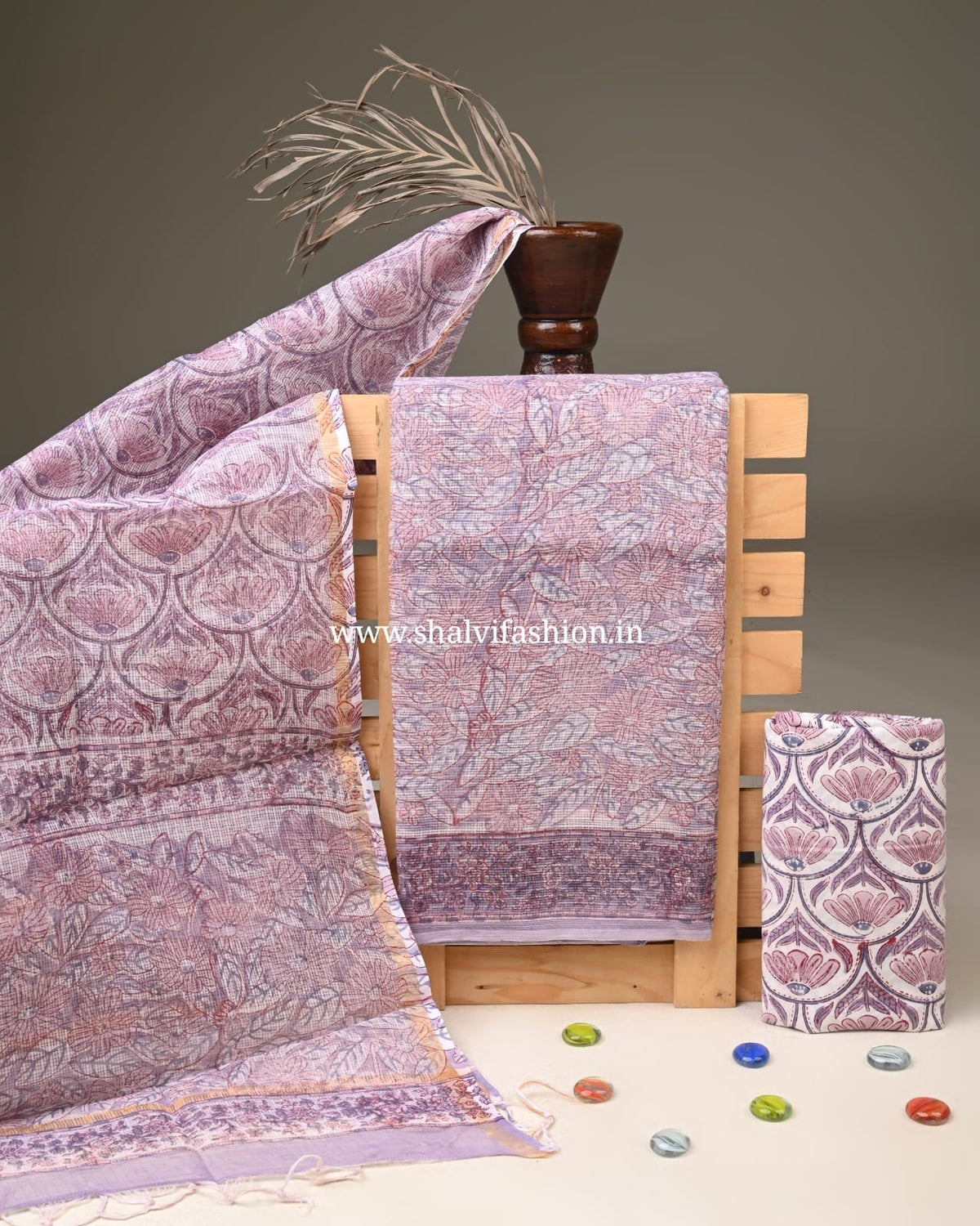 Shop hand block print kota doria suits in jaipur (3KD382)