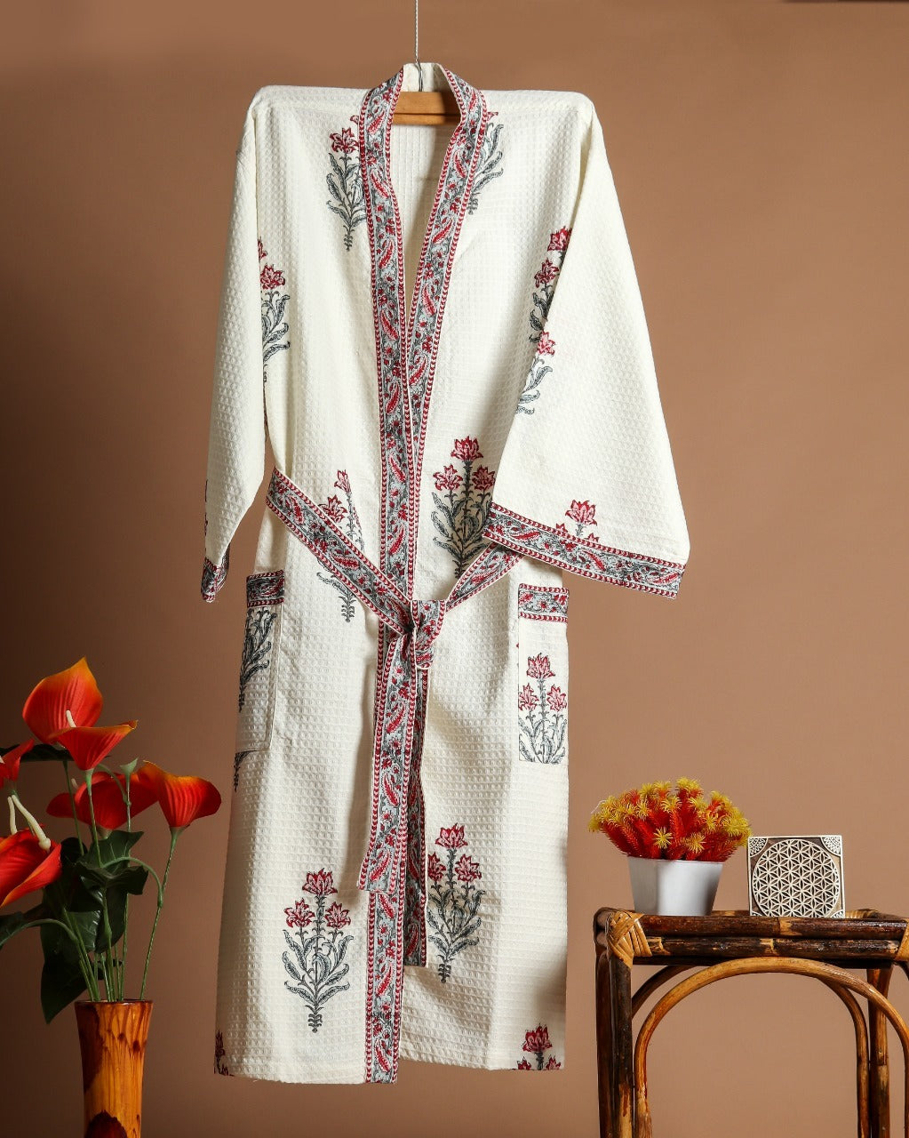 Shop hand block print bathrobes in jaipur (BROB06)