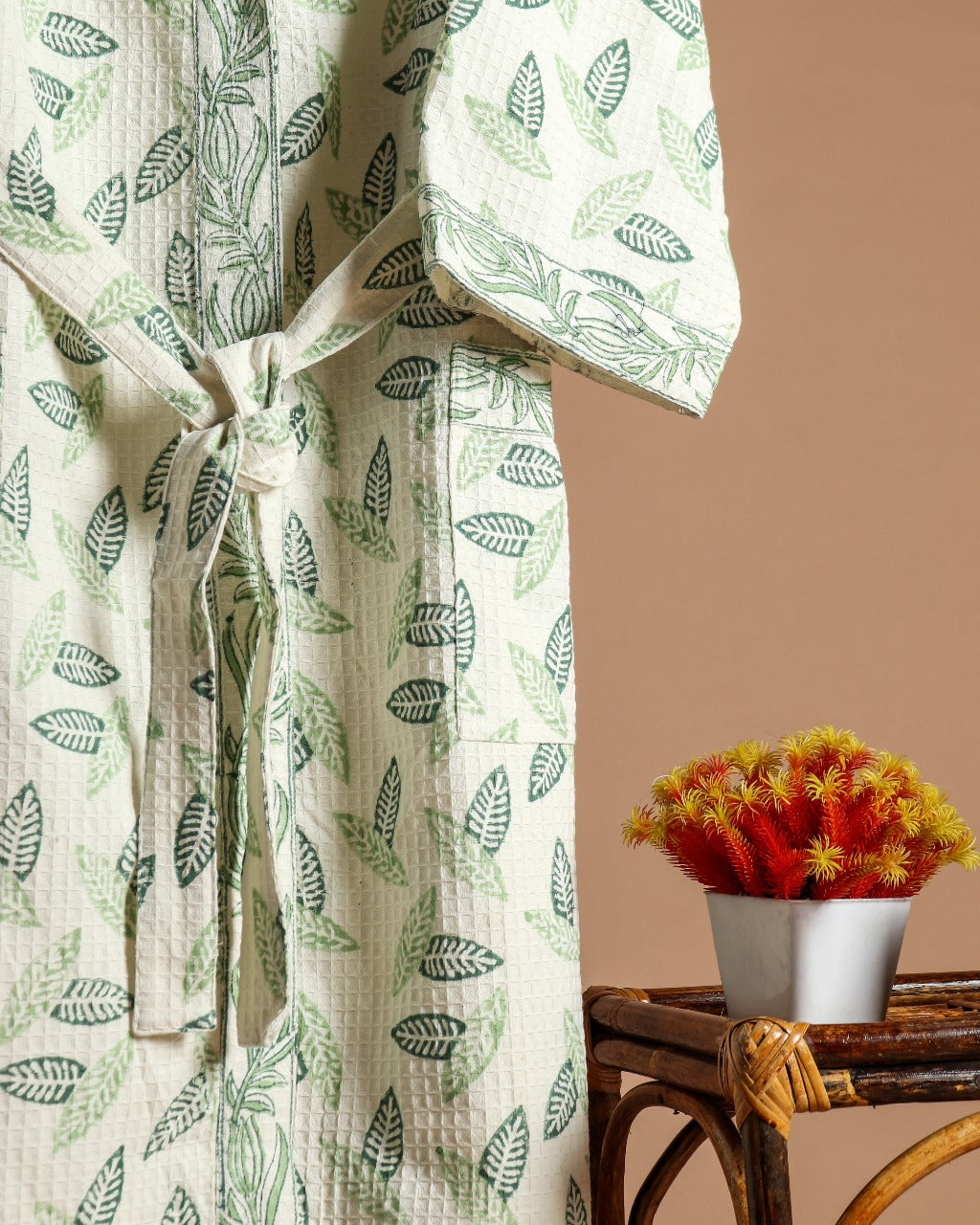 Shop block print waffle cotton bathrobes (BROB09)