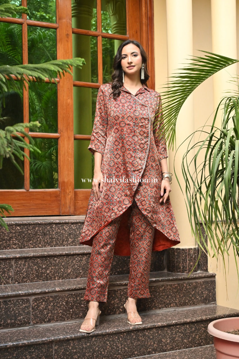 Shop ajrak block print modal silk cord sets online (CCD03)