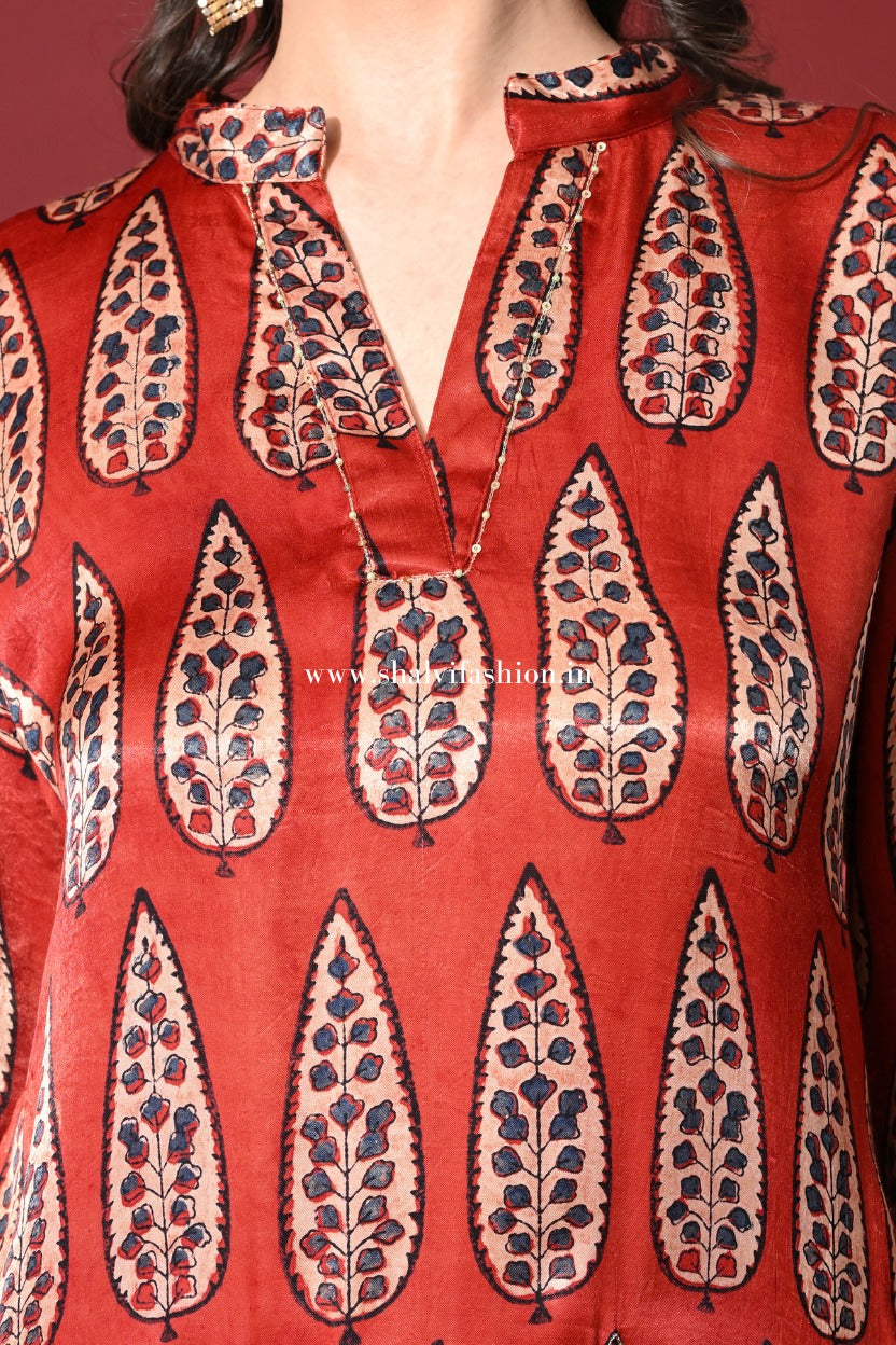 Shop ajrak hand block print modal silk cord sets online (CCD04)