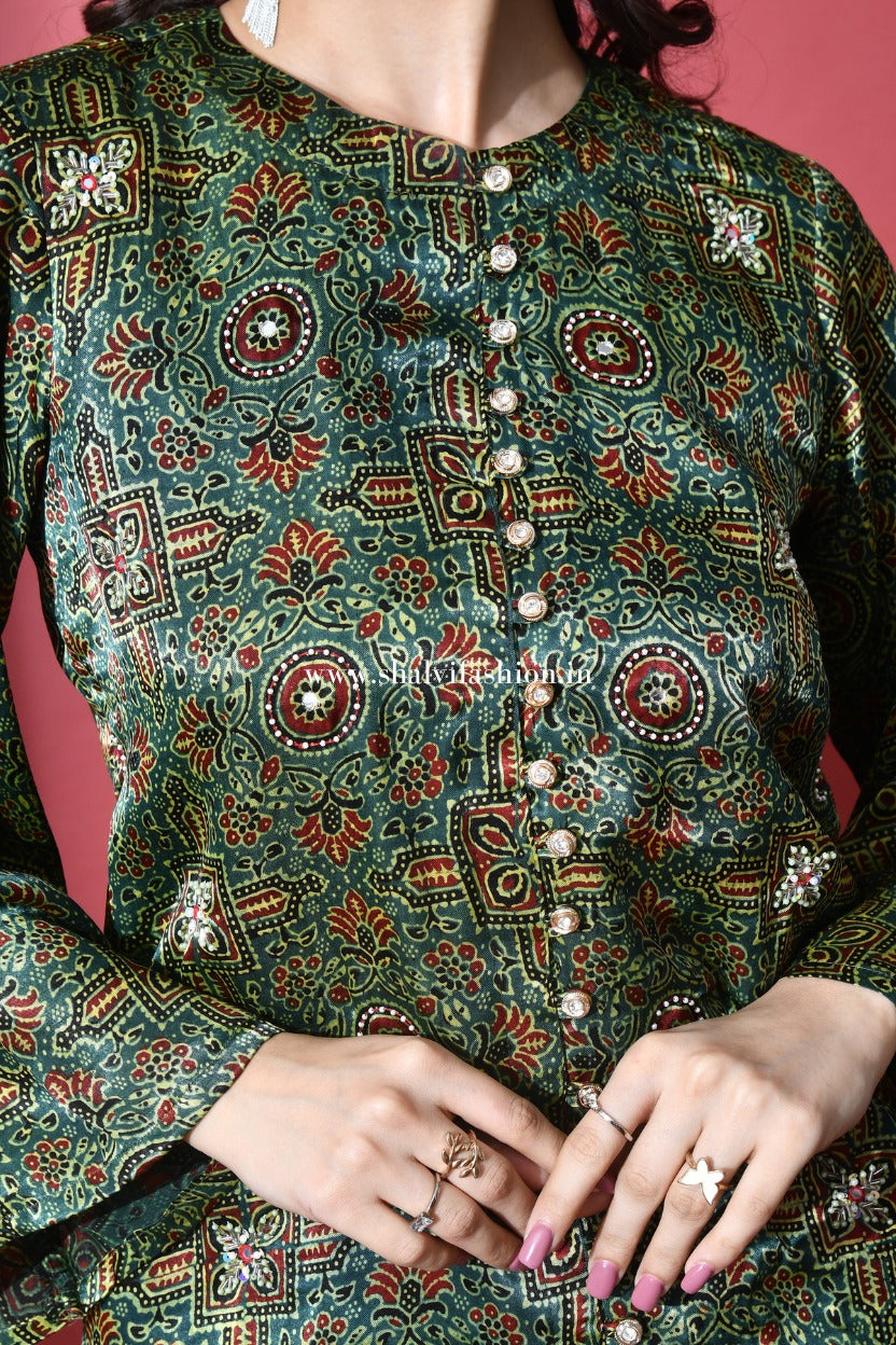 Shop ajrak print modal silk cord sets in jaipur (CCD07)